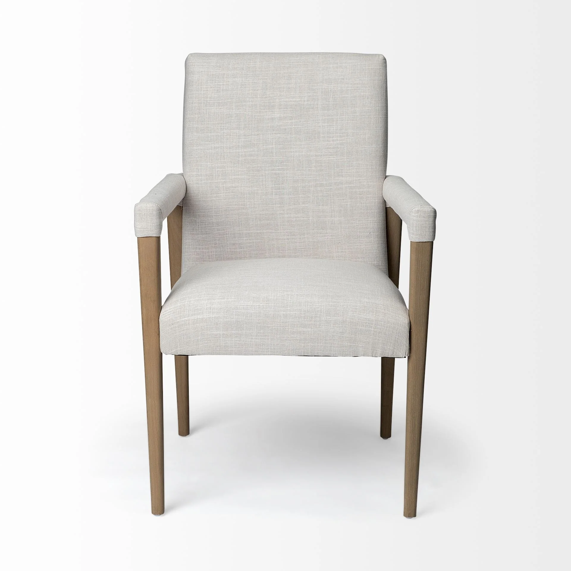 Cream Fabric Wrap With Brown Wood Frame Dining Chair By Homeroots - Image 2