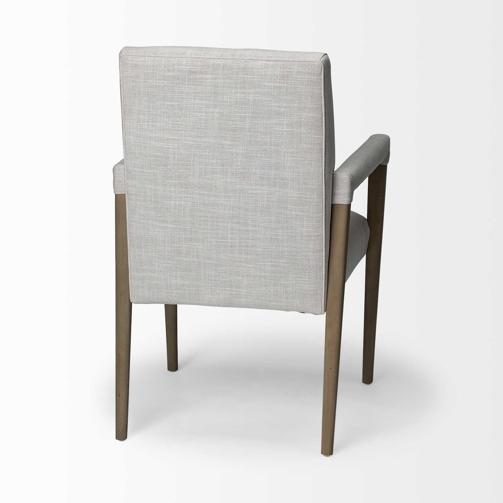 Cream Fabric Wrap With Brown Wood Frame Dining Chair By Homeroots - Image 5