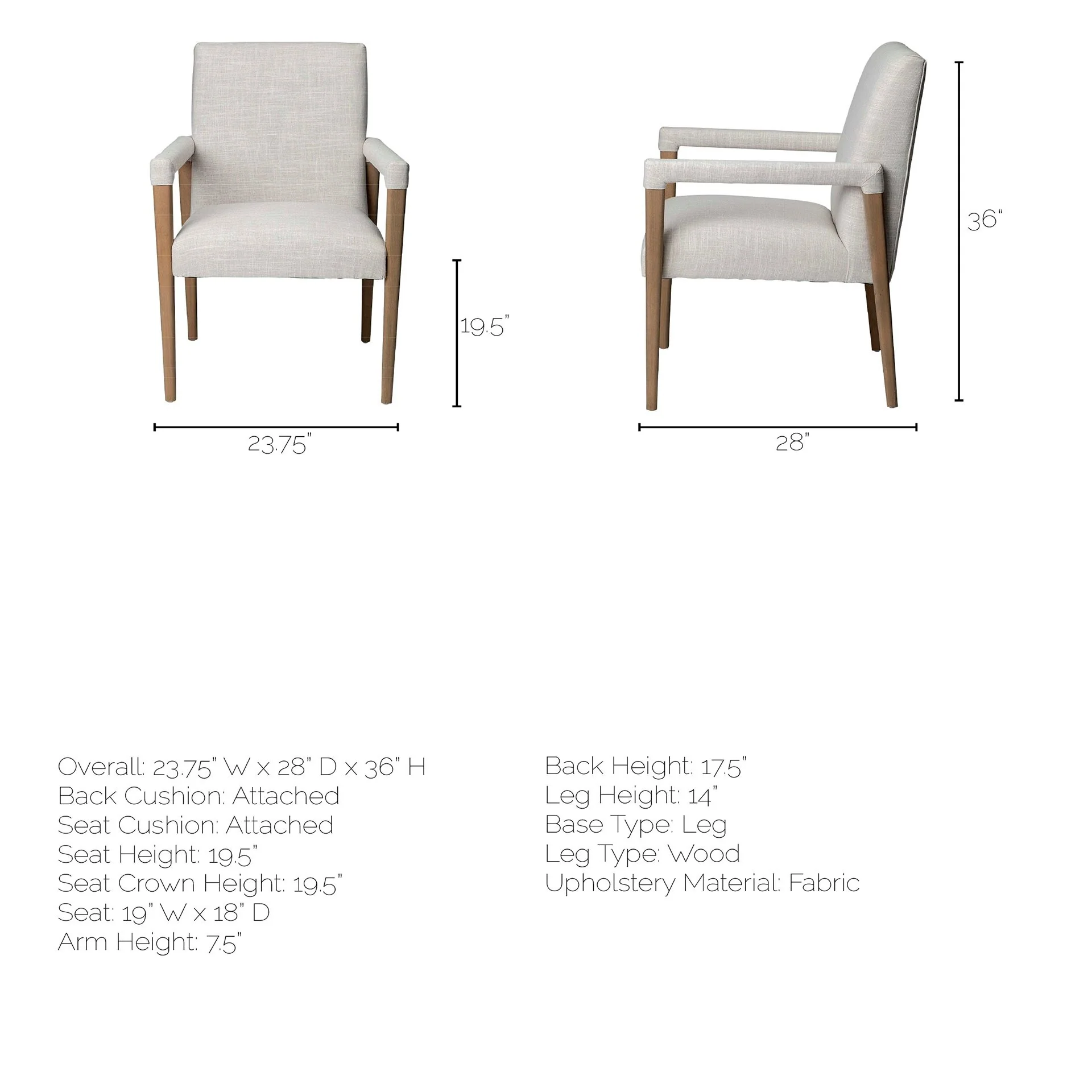 Cream Fabric Wrap With Brown Wood Frame Dining Chair By Homeroots - Image 7
