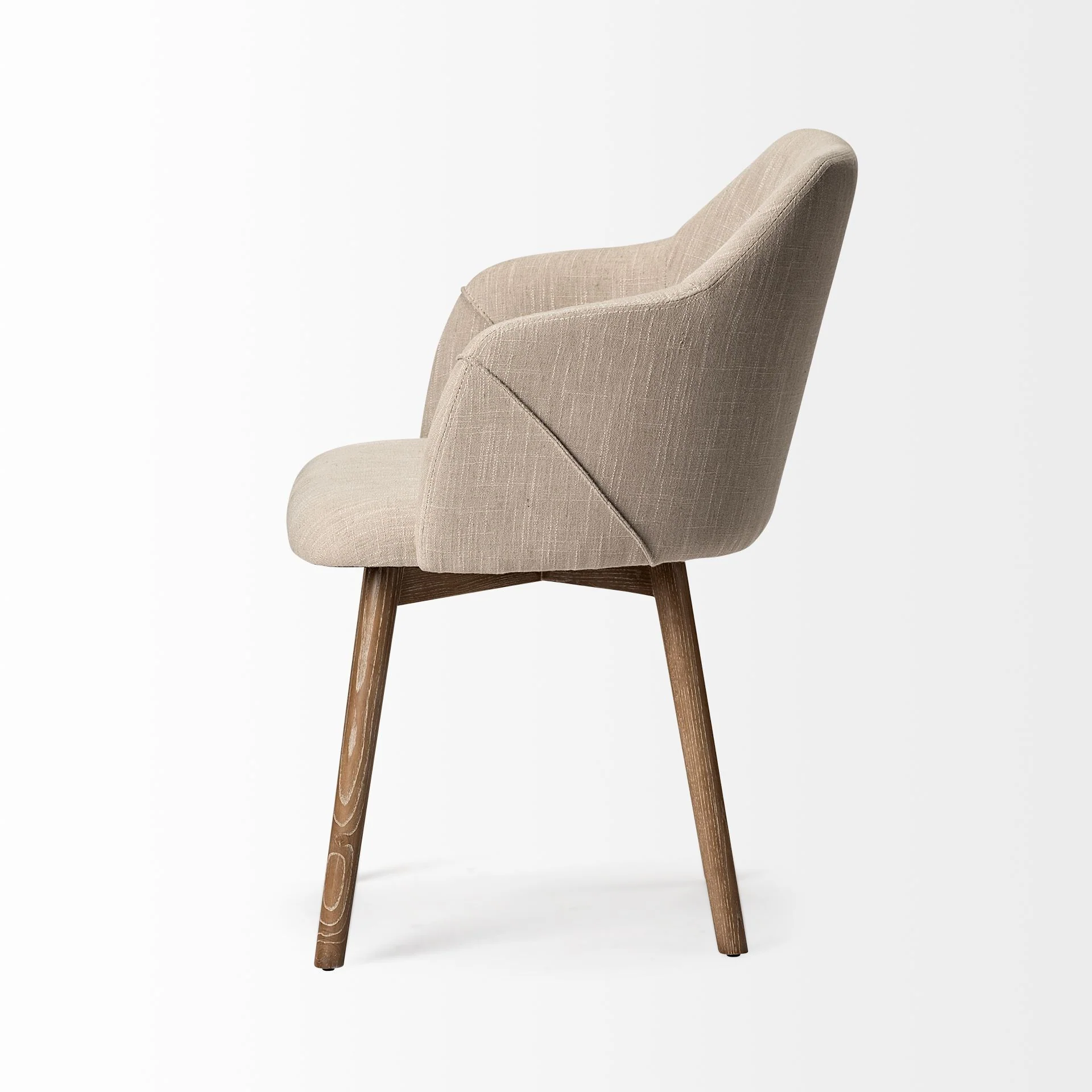 Cream Fabric Wrap With Brown Wooden Base Dining Chair By Homeroots - 380415 - Image 3