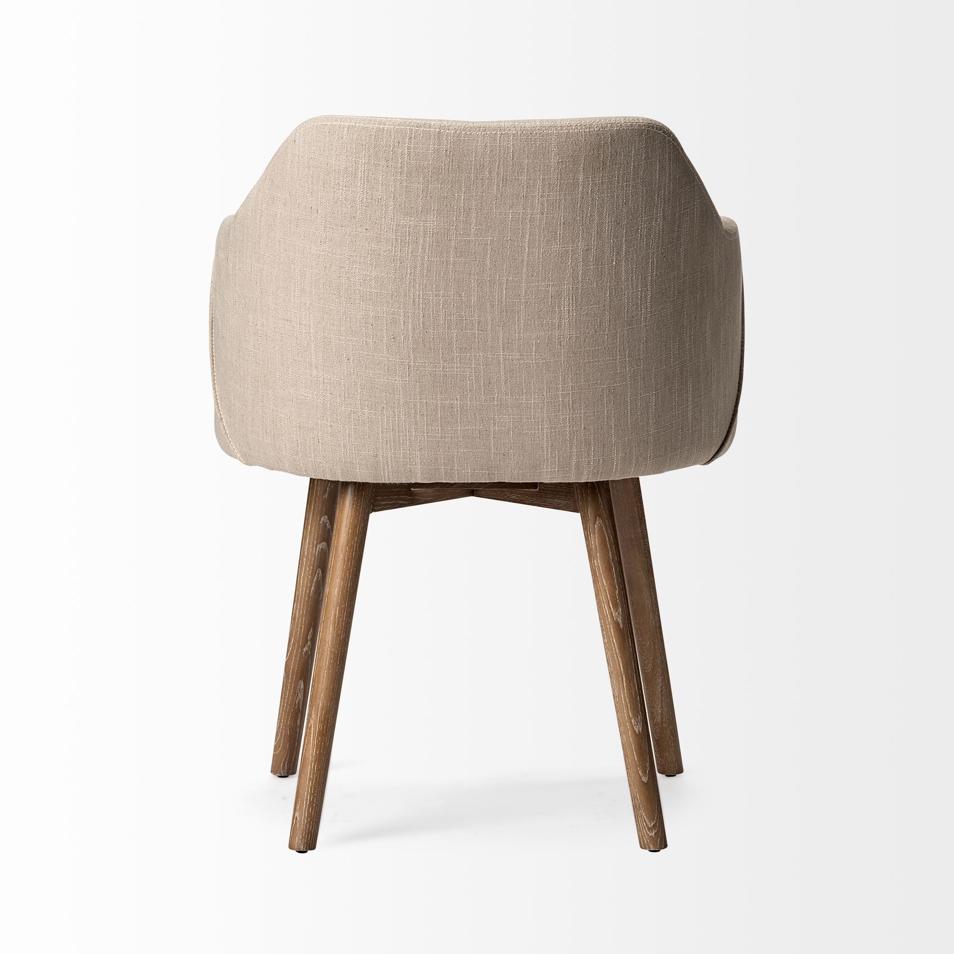 Cream Fabric Wrap With Brown Wooden Base Dining Chair By Homeroots - 380415 - Image 4