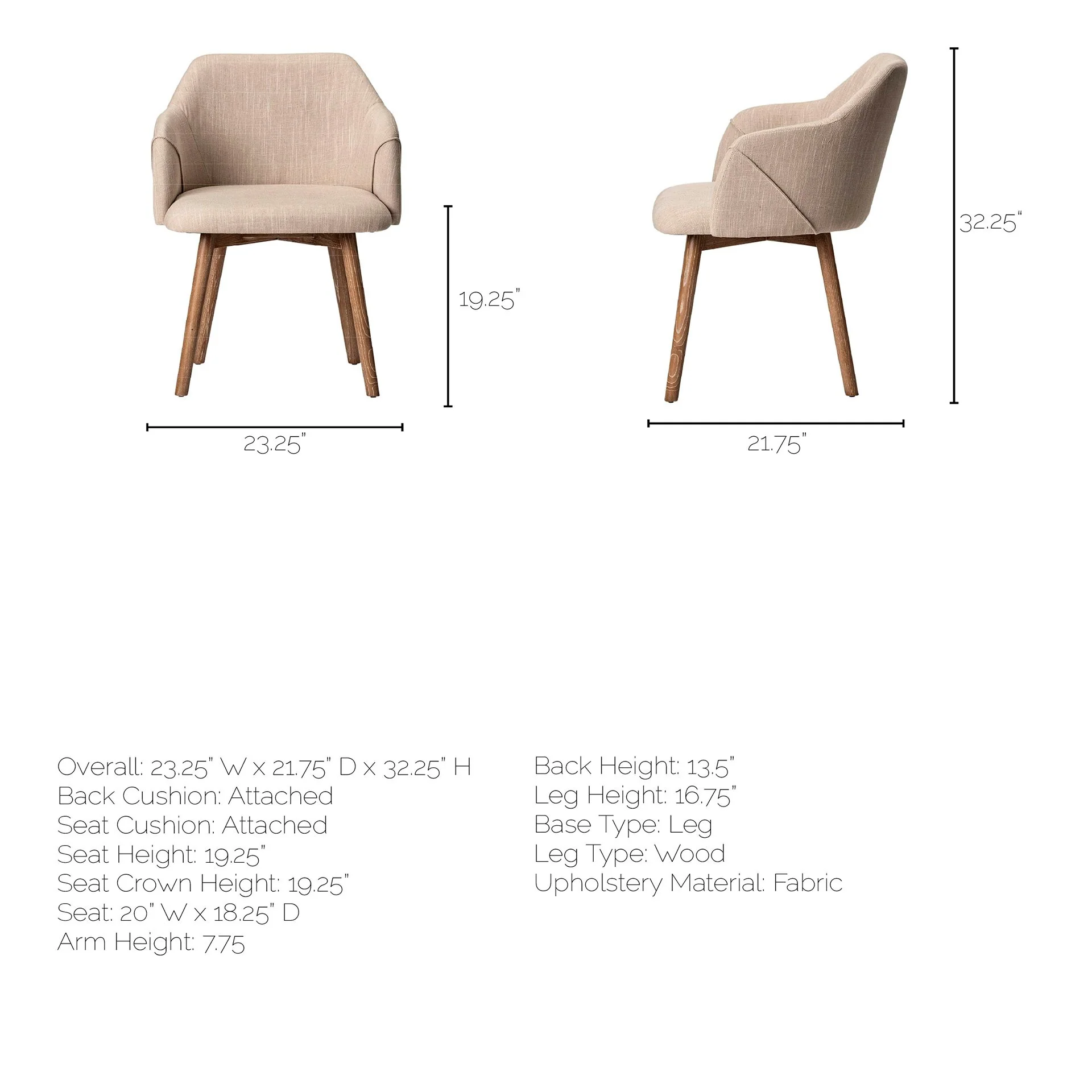 Cream Fabric Wrap With Brown Wooden Base Dining Chair By Homeroots - 380415 - Image 8