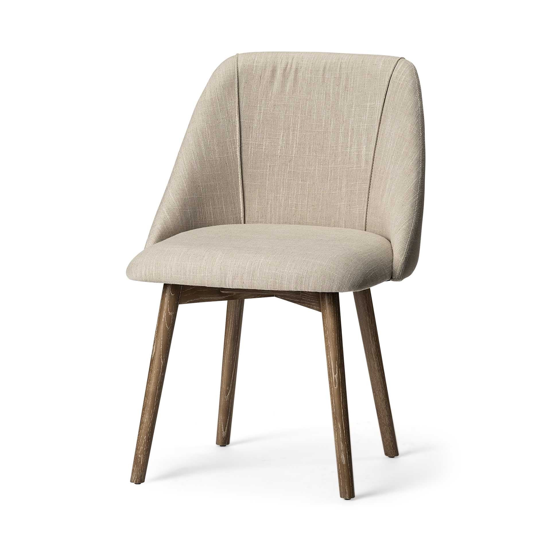 Cream Fabric Wrap With Brown Wooden Base Dining Chair By Homeroots - 380416 - Image 3