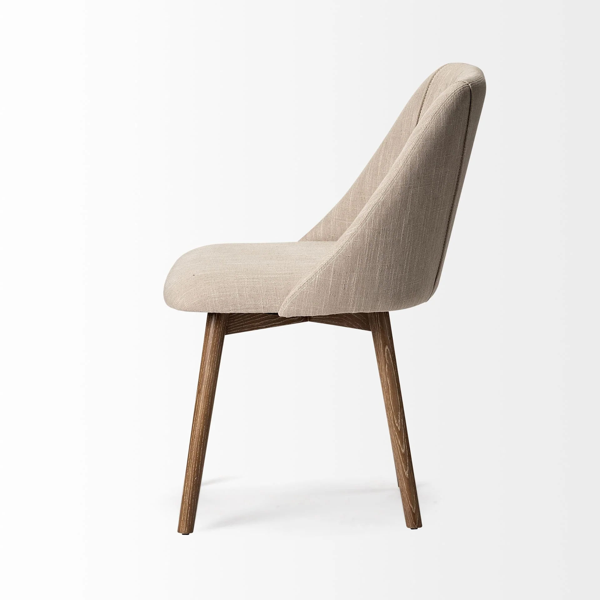 Cream Fabric Wrap With Brown Wooden Base Dining Chair By Homeroots - 380416 - Image 5