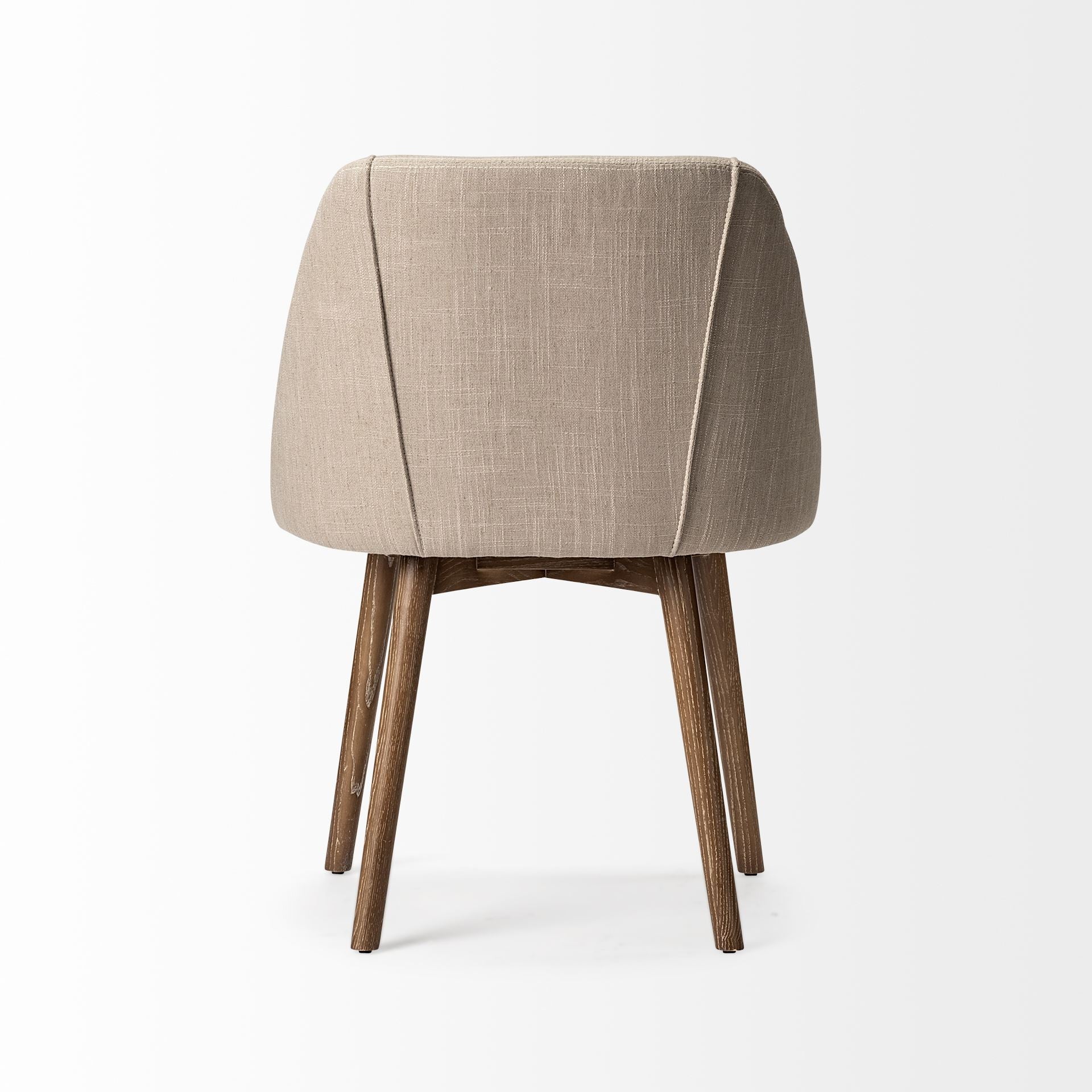 Cream Fabric Wrap With Brown Wooden Base Dining Chair By Homeroots - 380416 - Image 6