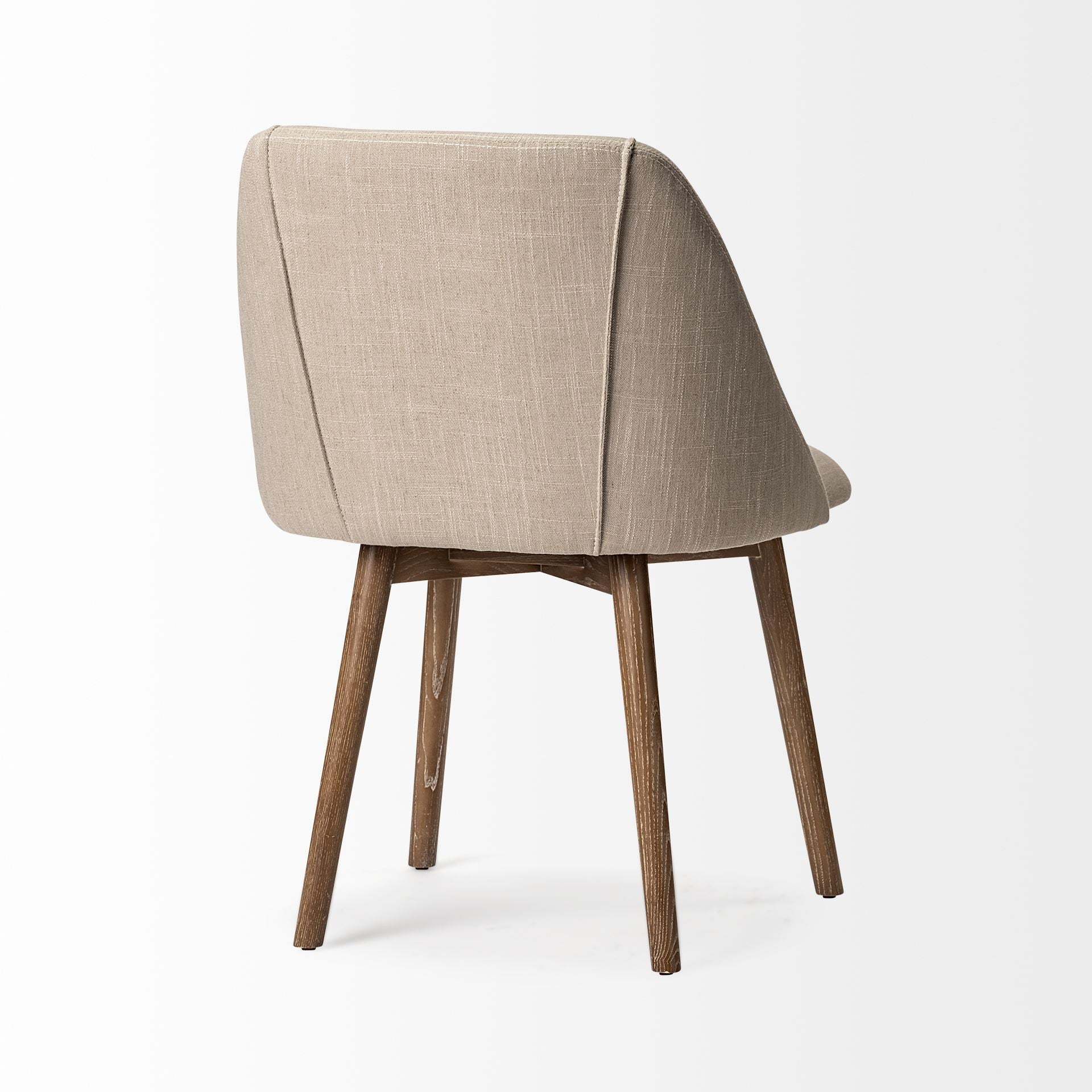 Cream Fabric Wrap With Brown Wooden Base Dining Chair By Homeroots - 380416 - Image 7