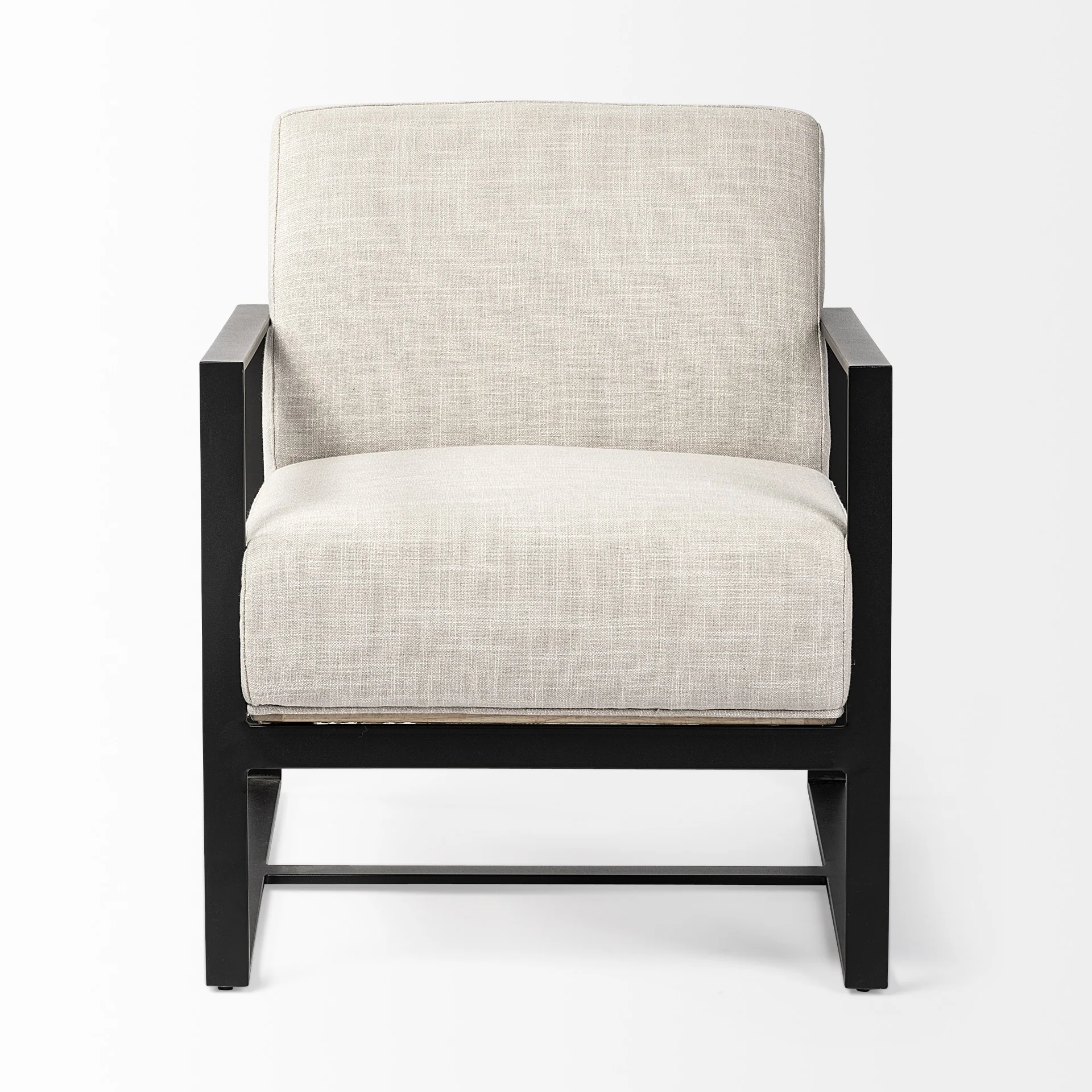 Cream Fabric Wrapped Accent Chair with Metal Frame By Homeroots - Image 2