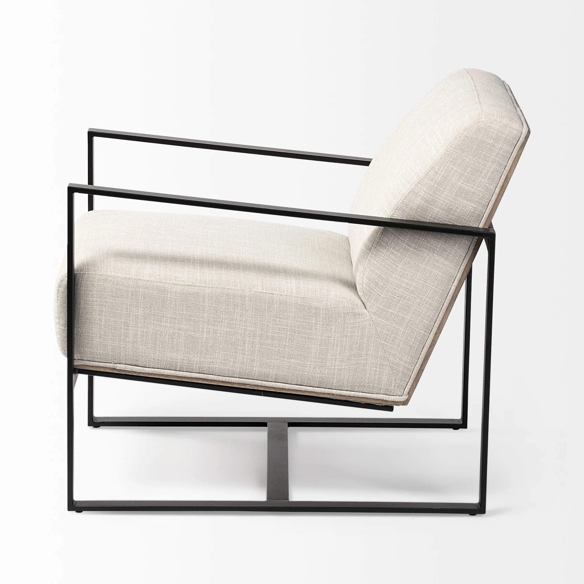 Cream Fabric Wrapped Accent Chair with Metal Frame By Homeroots - Image 3