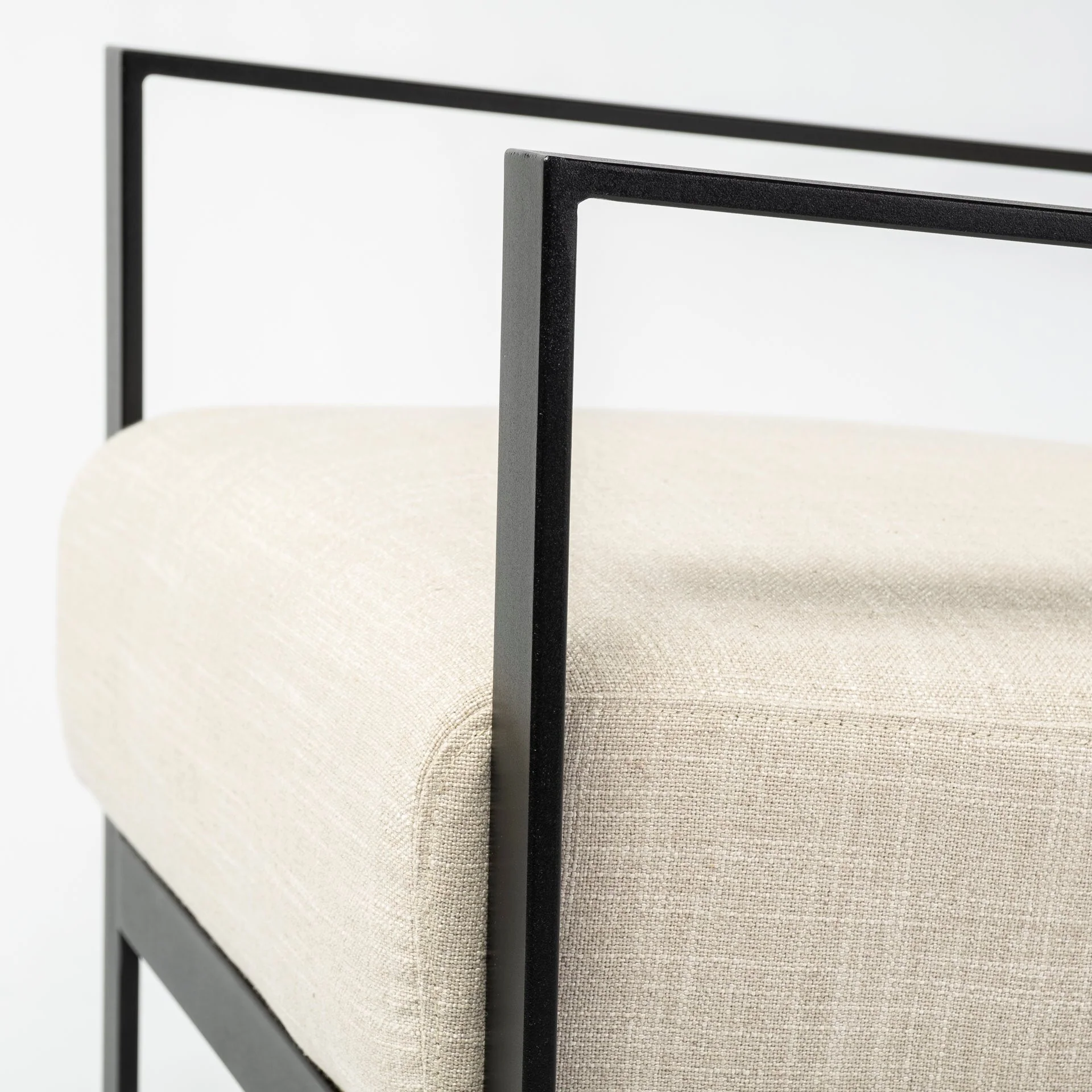 Cream Fabric Wrapped Accent Chair with Metal Frame By Homeroots - Image 6