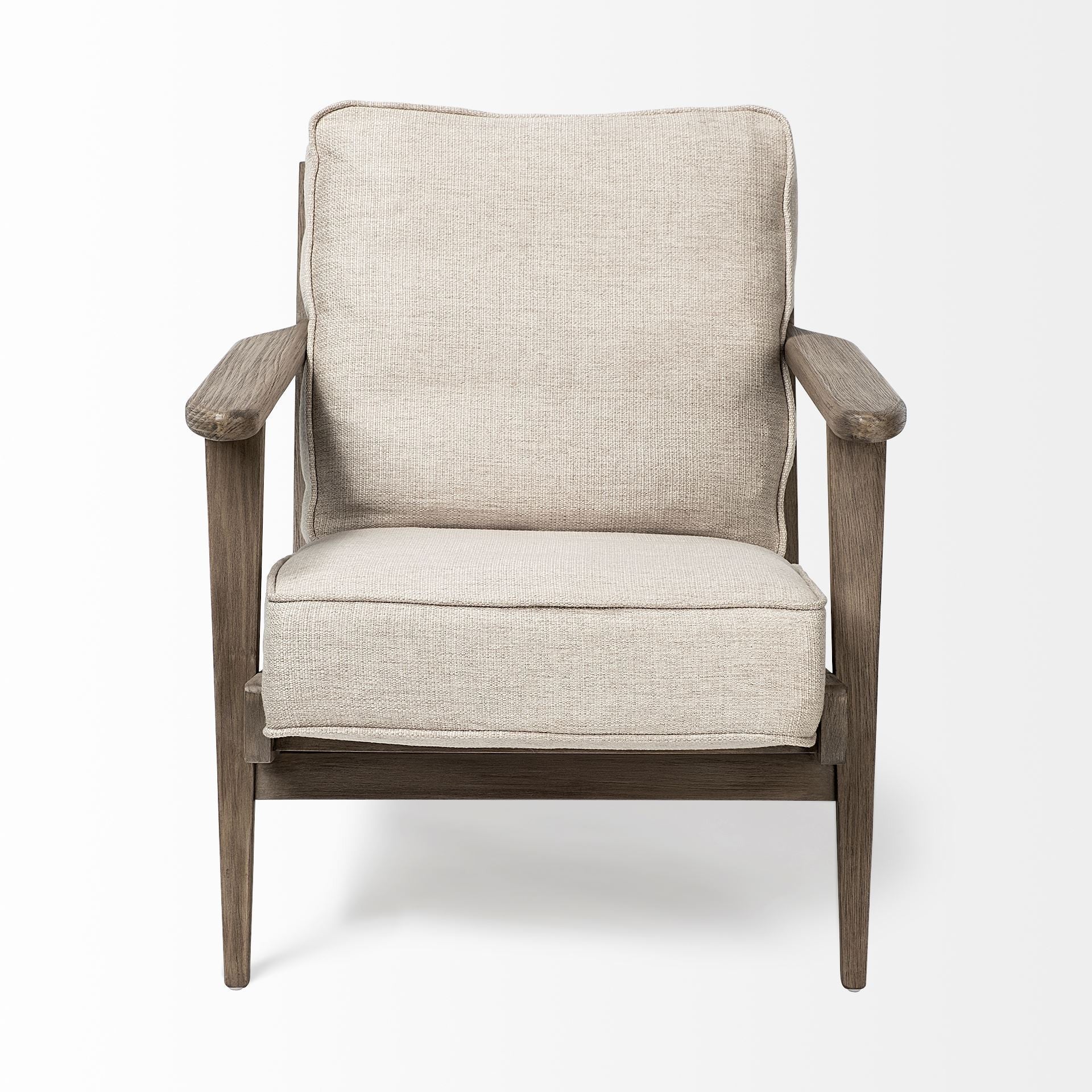 Cream Fabric Wrapped Accent Chair with Wooden Frame By Homeroots - Image 2