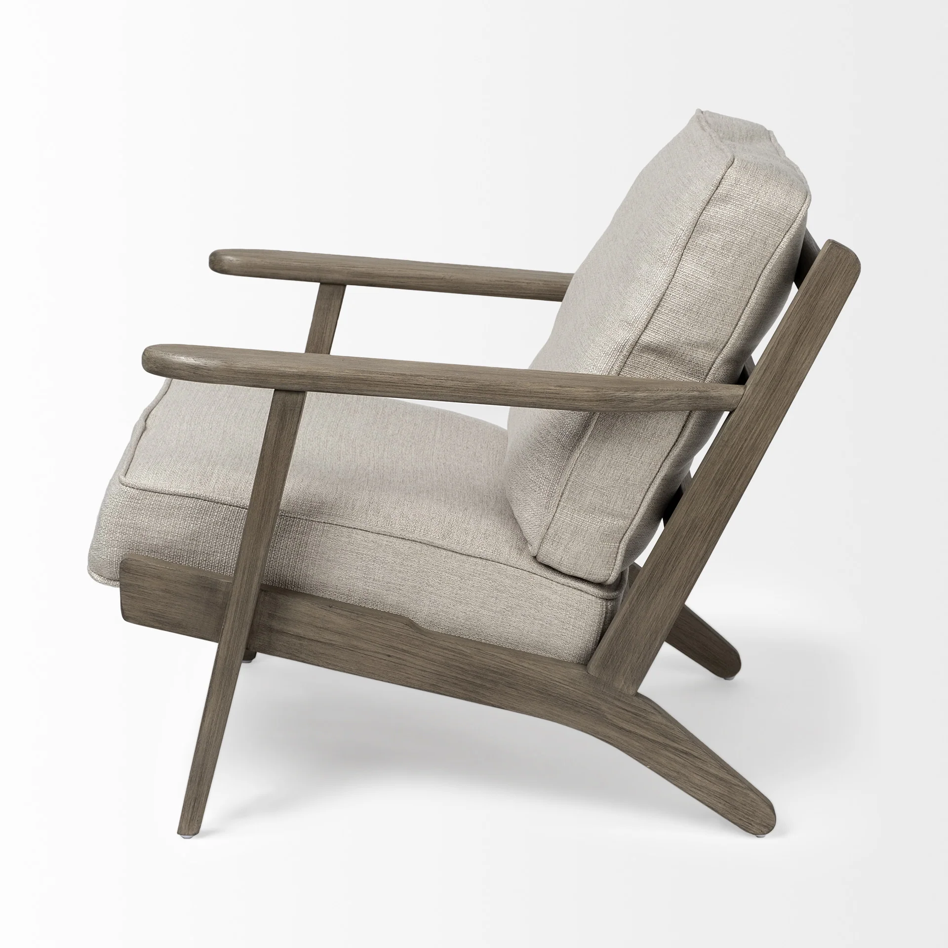 Cream Fabric Wrapped Accent Chair with Wooden Frame By Homeroots - Image 3