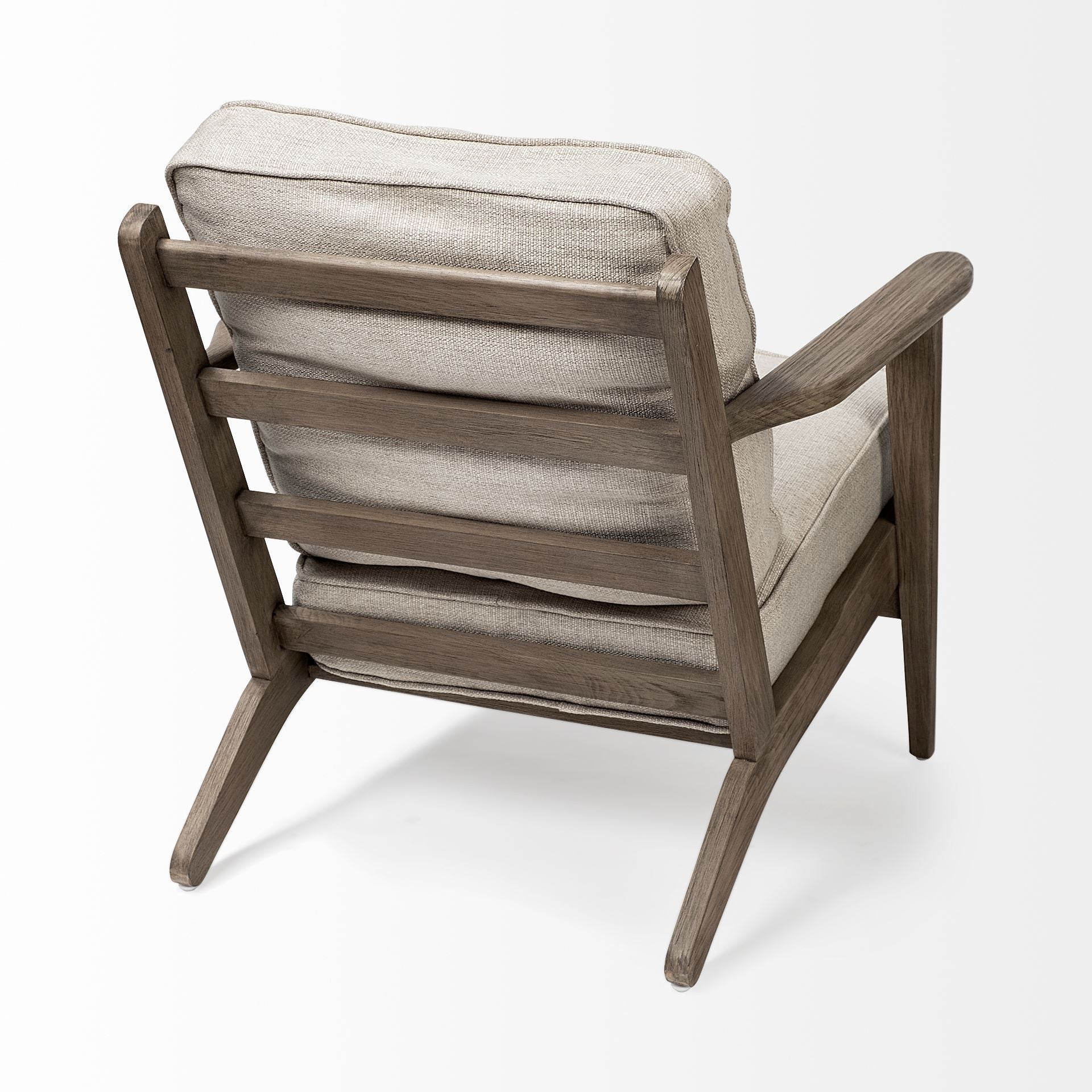 Cream Fabric Wrapped Accent Chair with Wooden Frame By Homeroots - Image 5