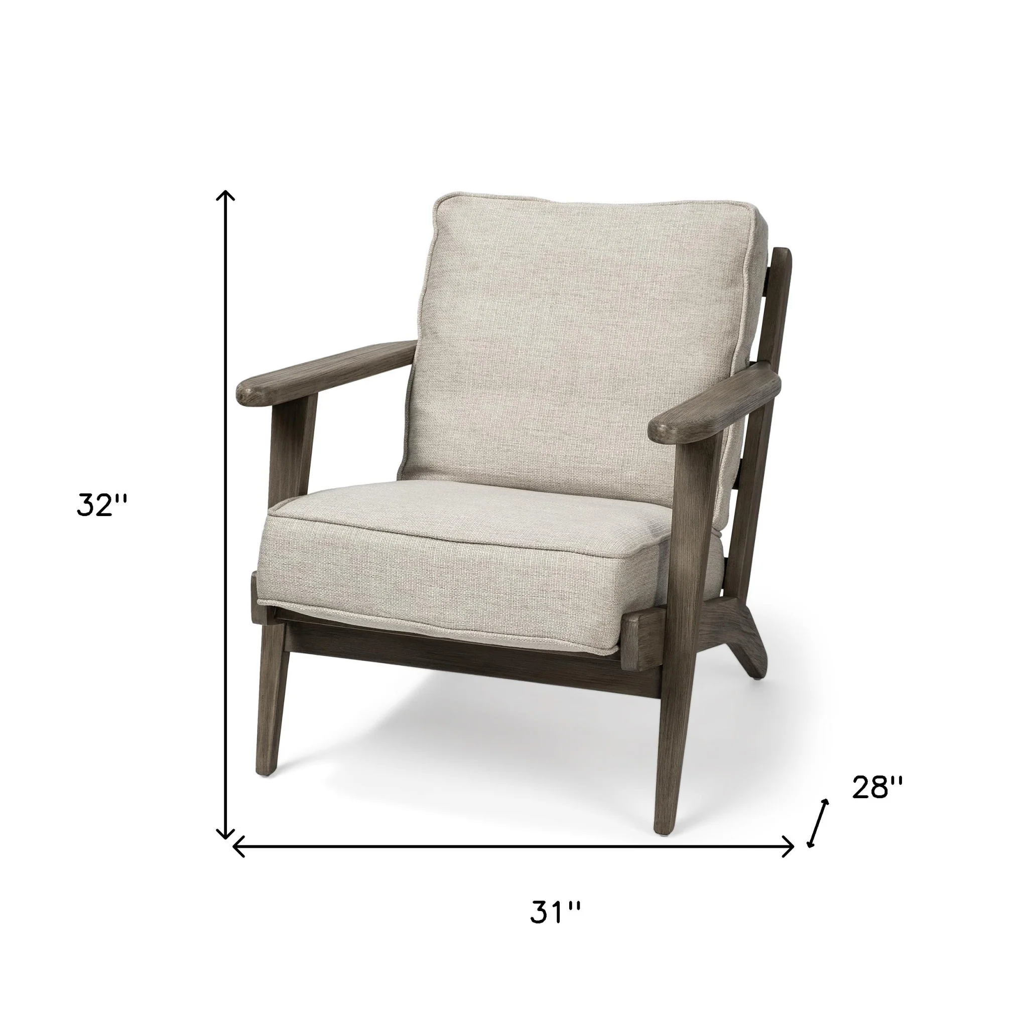 Cream Fabric Wrapped Accent Chair with Wooden Frame By Homeroots - Image 8