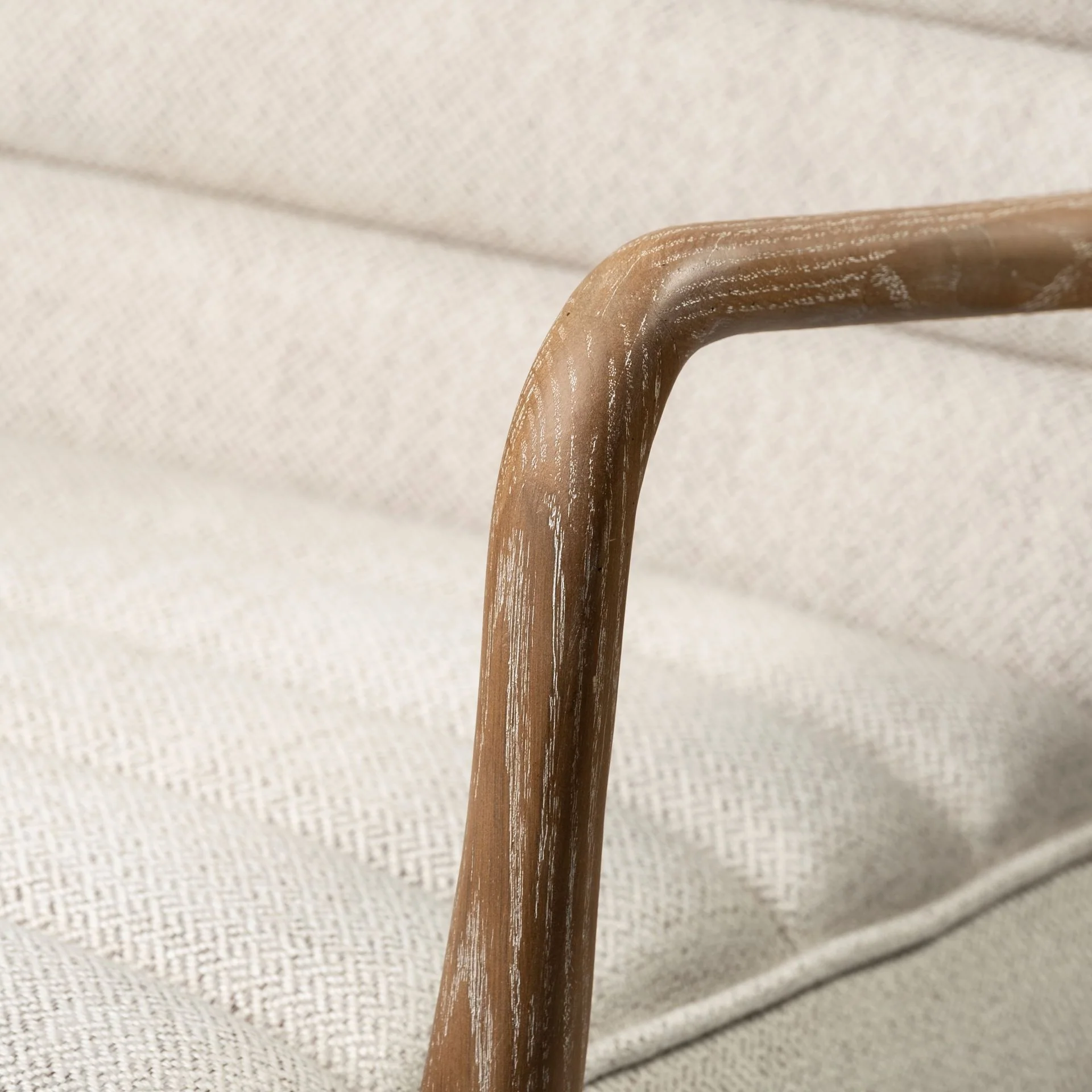 Cream Fabric Wrapped Medium Brown Accent Chair with Wooden Frame By Homeroots - Image 7