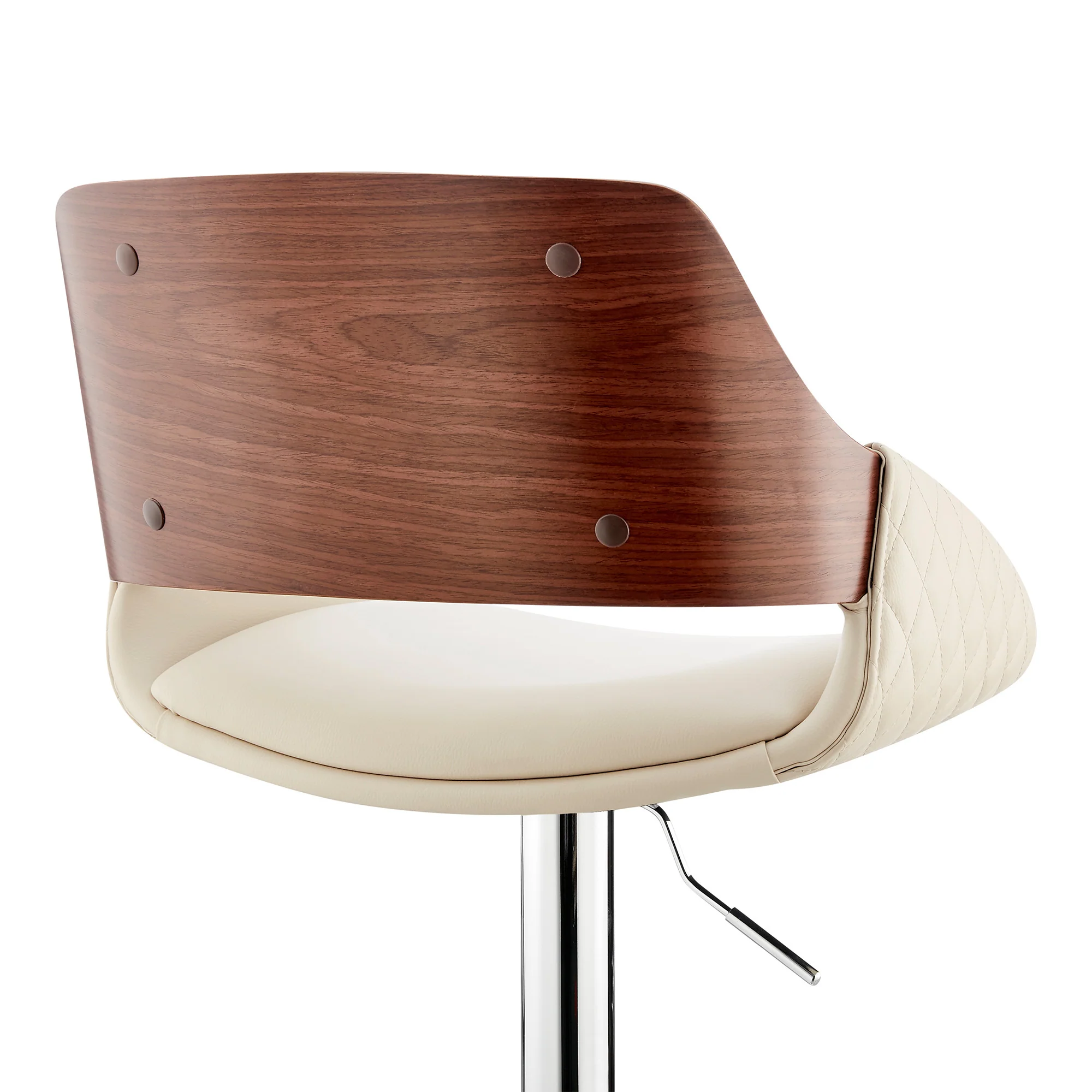 Cream Faux Leather Adjustable Chrome Swivel Bar Stool By Homeroots - Image 8