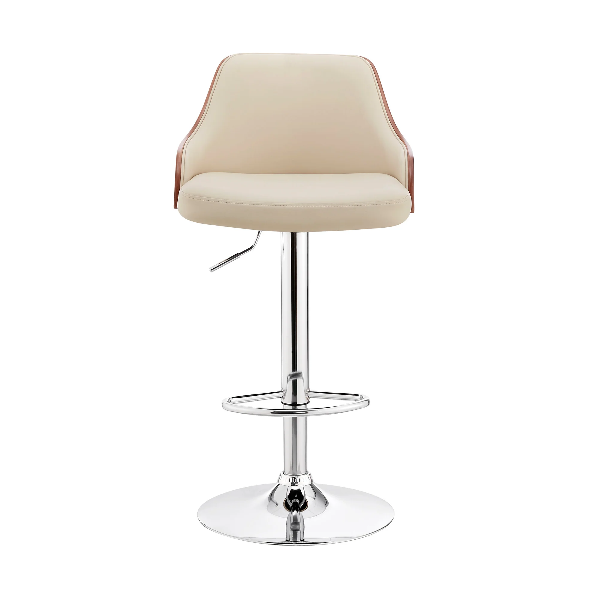 Cream Faux Leather Adjustable Modern Bar Stool By Homeroots - Image 3