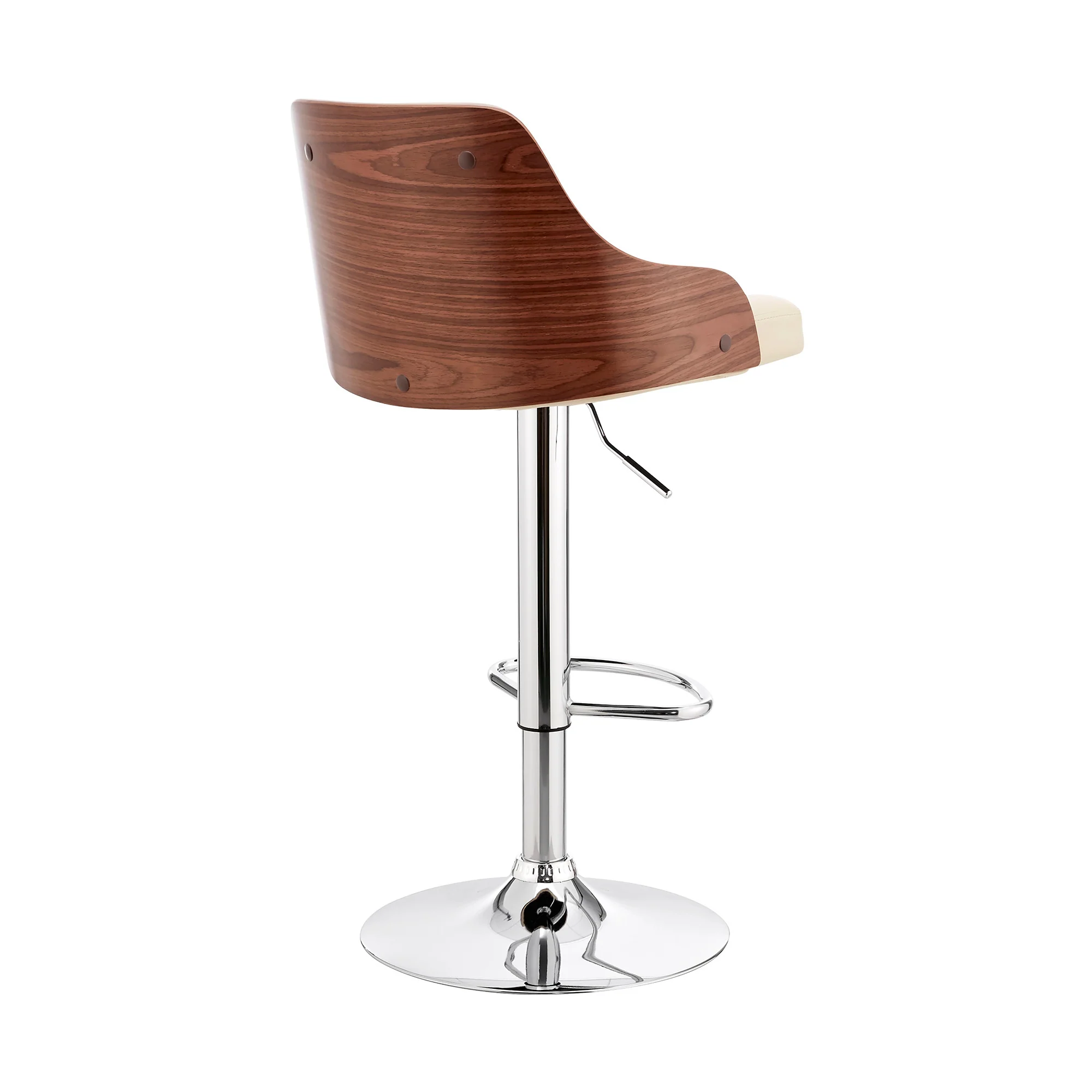 Cream Faux Leather Adjustable Modern Bar Stool By Homeroots - Image 5
