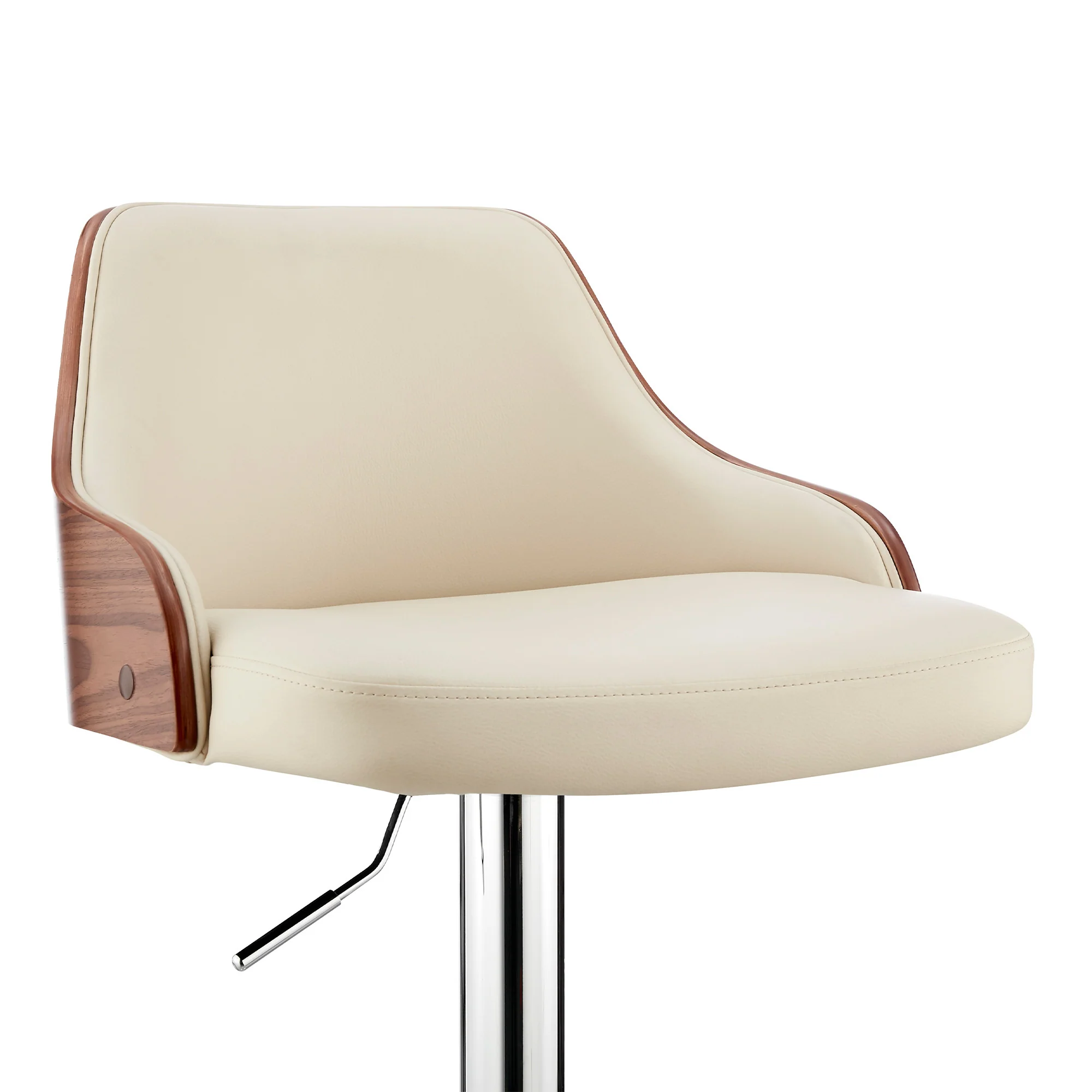 Cream Faux Leather Adjustable Modern Bar Stool By Homeroots - Image 7