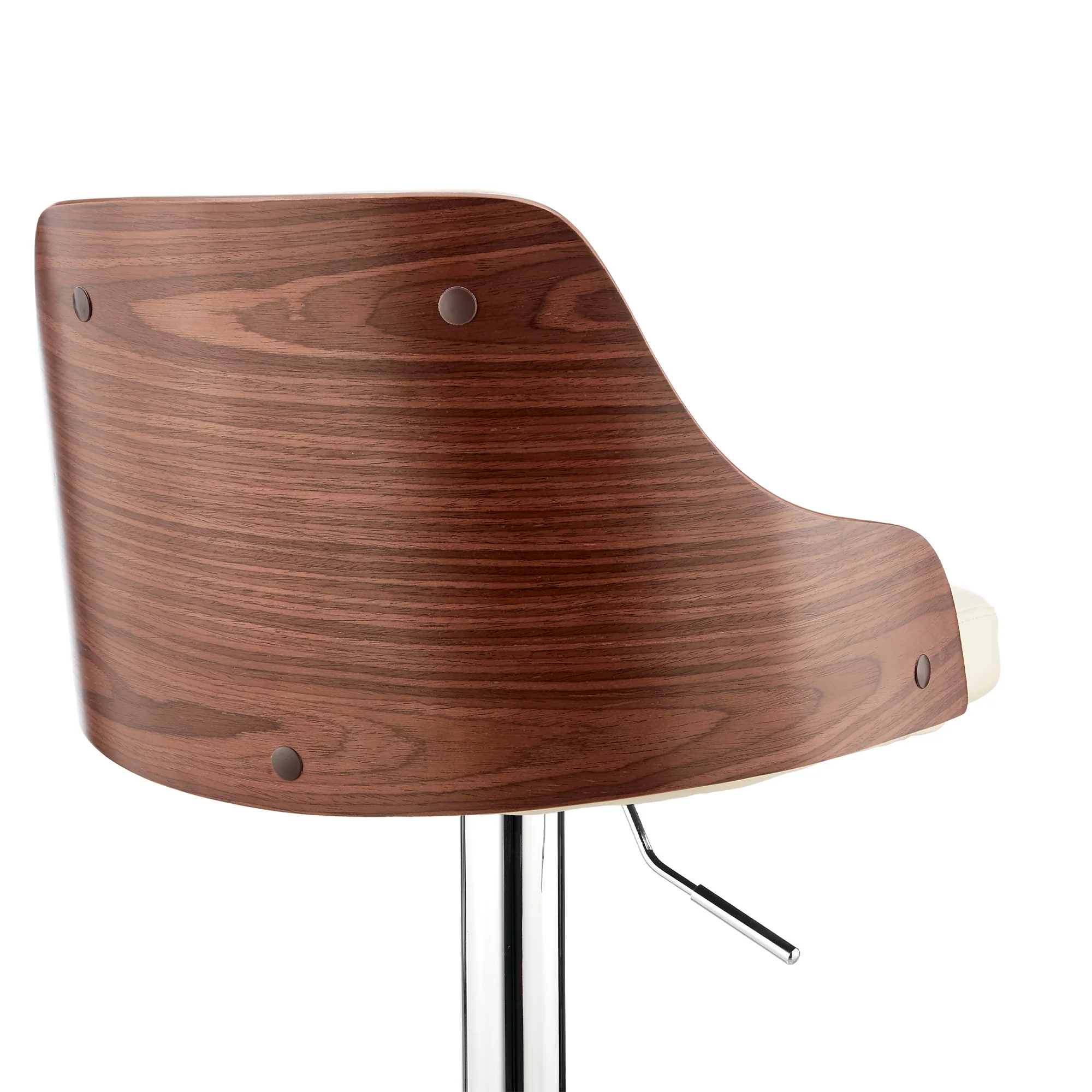 Cream Faux Leather Adjustable Modern Bar Stool By Homeroots - Image 8