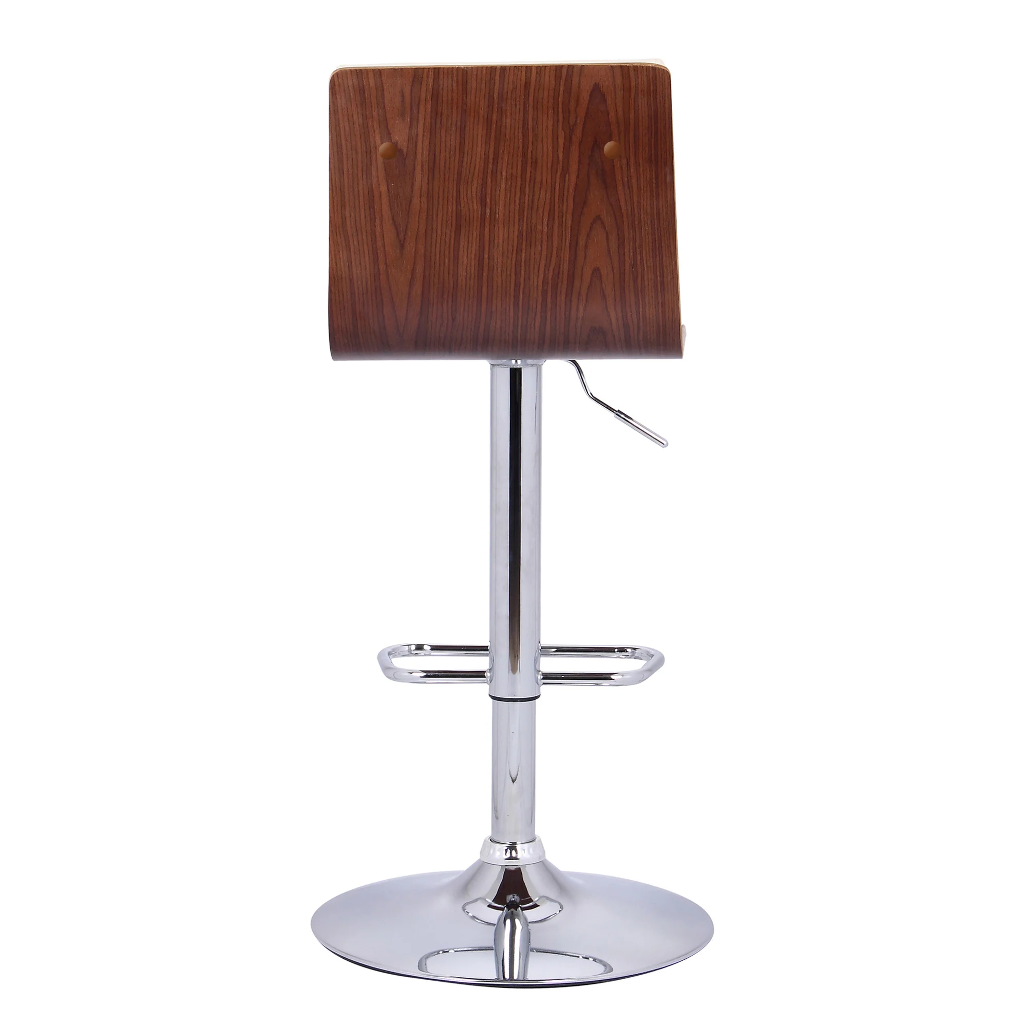 Cream Faux Leather Walnut and Chrome Adjustable Swivel Bar Stool By Homeroots - Image 5