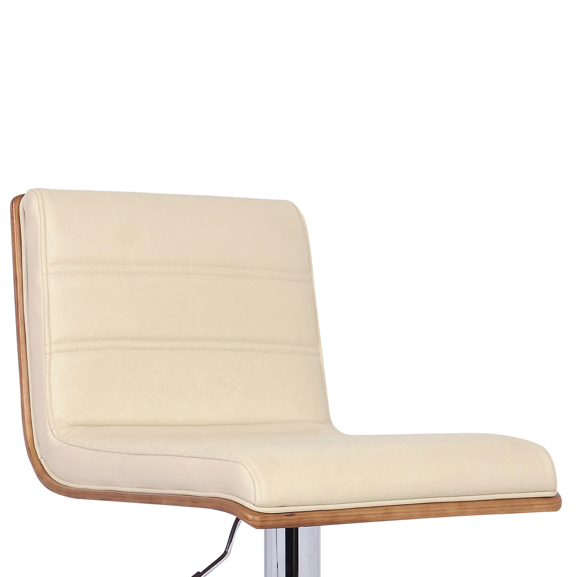 Cream Faux Leather Walnut and Chrome Adjustable Swivel Bar Stool By Homeroots - Image 6