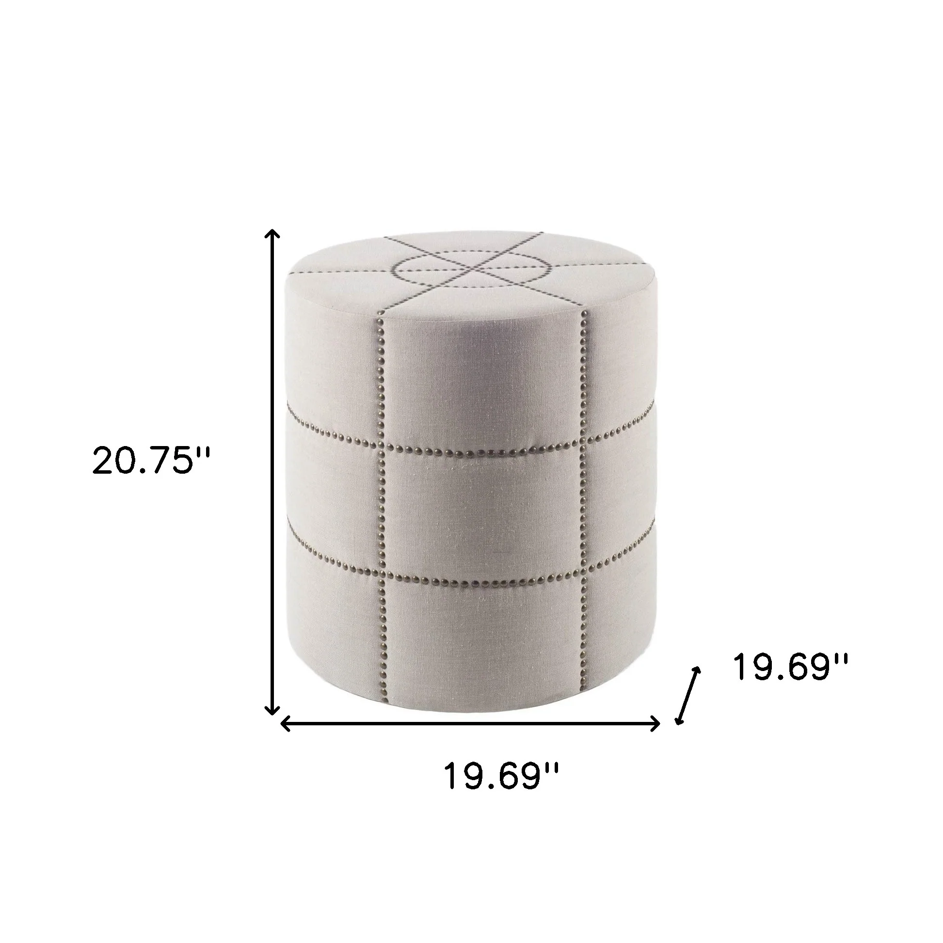Cream Ottoman with Metal Detailing By Homeroots - Image 4