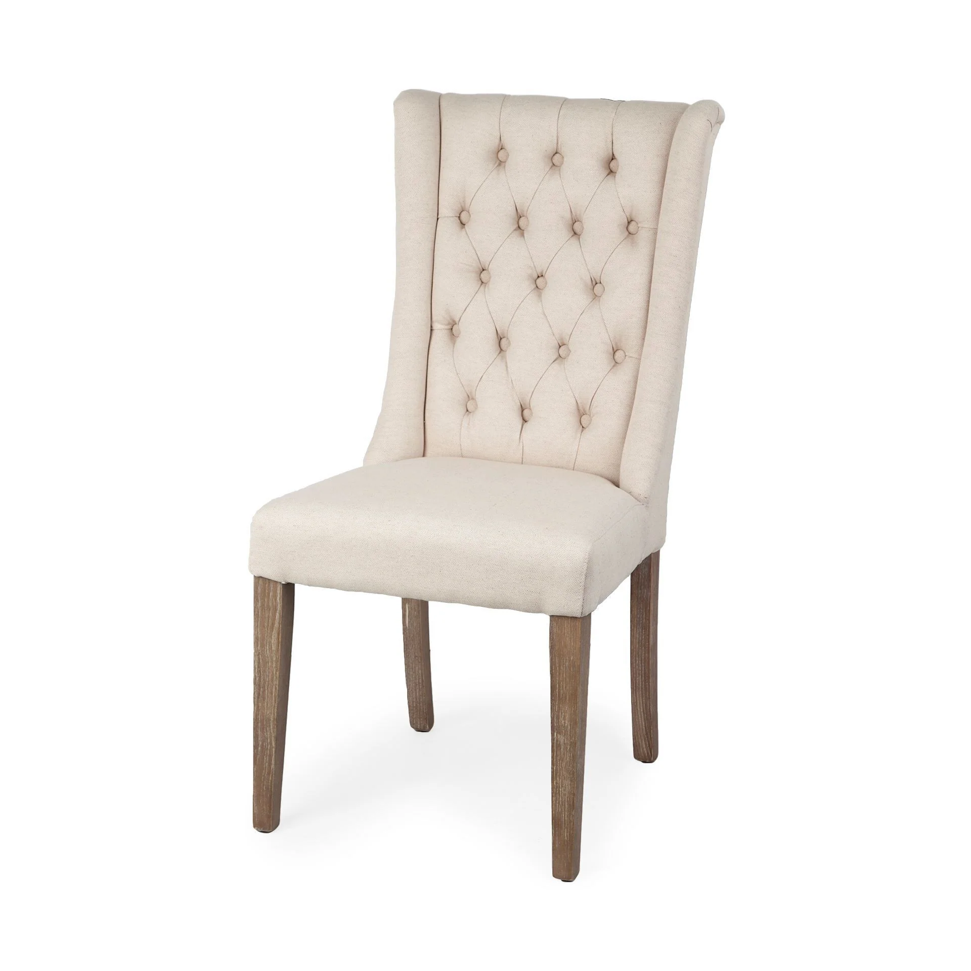 Cream Plush Linen Covering With Ash Solid Wood Base Dining Chair By Homeroots - Image 2