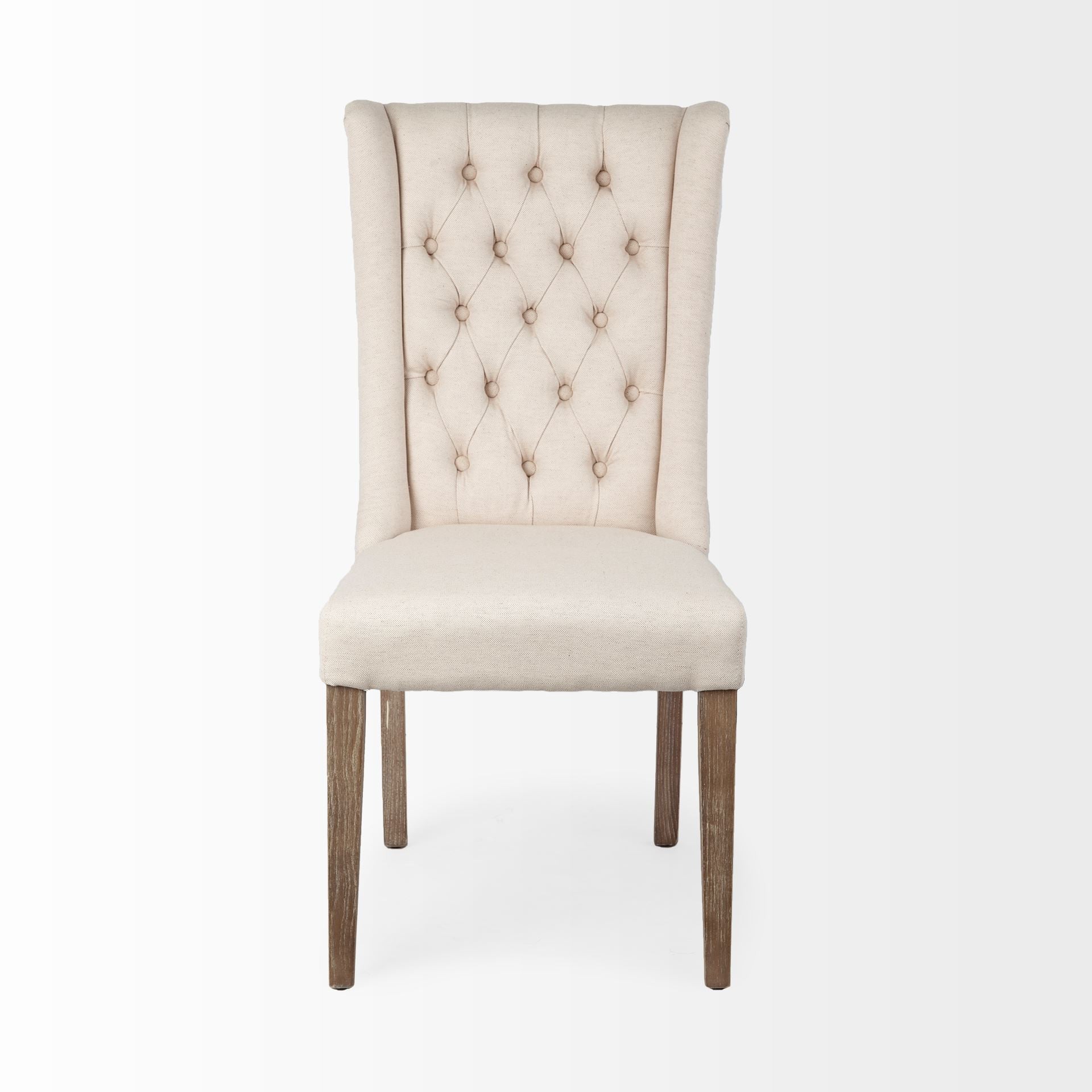 Cream Plush Linen Covering With Ash Solid Wood Base Dining Chair By Homeroots - Image 3