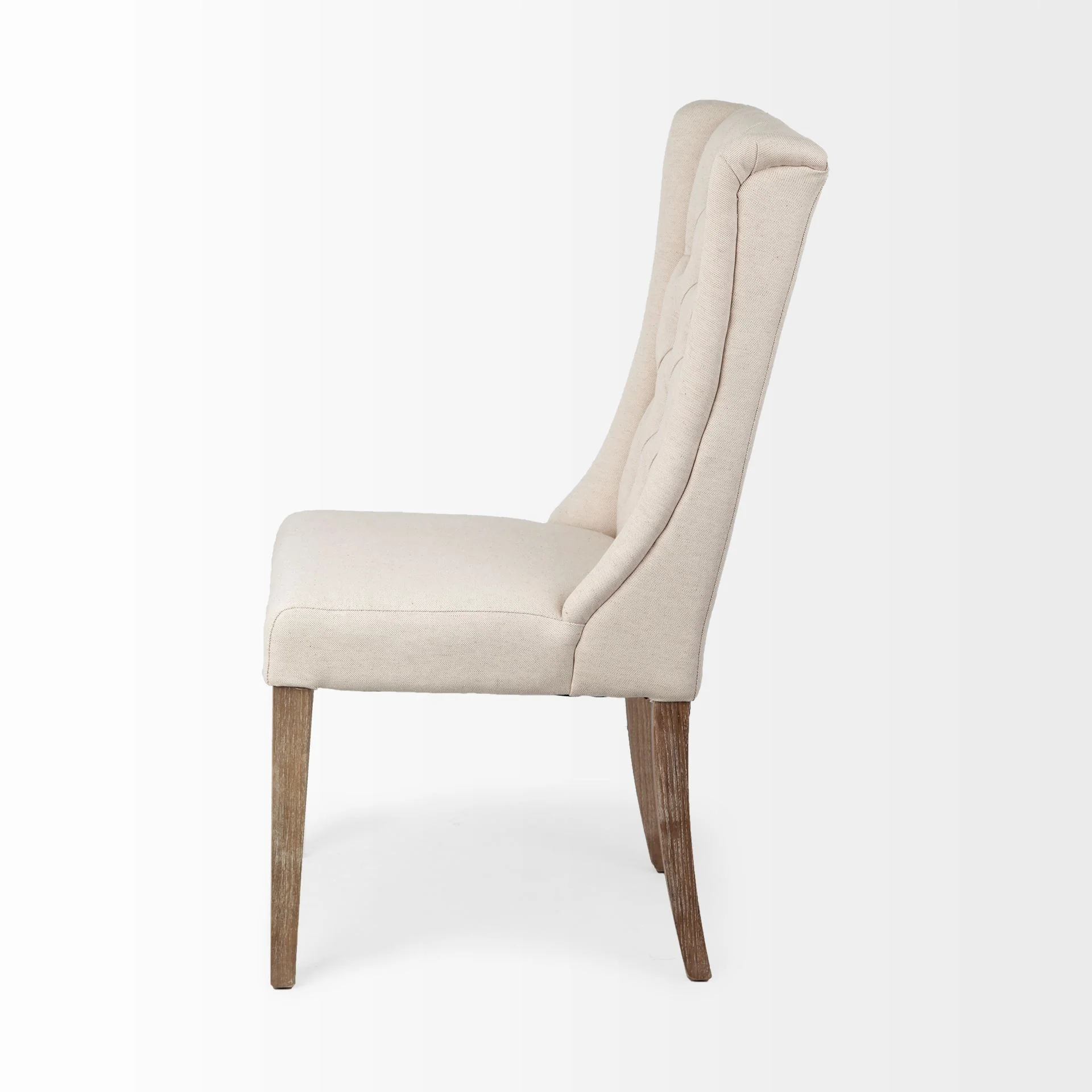 Cream Plush Linen Covering With Ash Solid Wood Base Dining Chair By Homeroots - Image 4