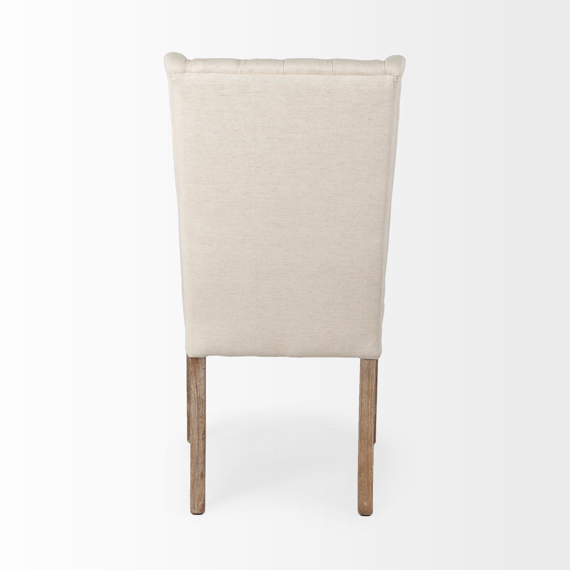 Cream Plush Linen Covering With Ash Solid Wood Base Dining Chair By Homeroots - Image 5
