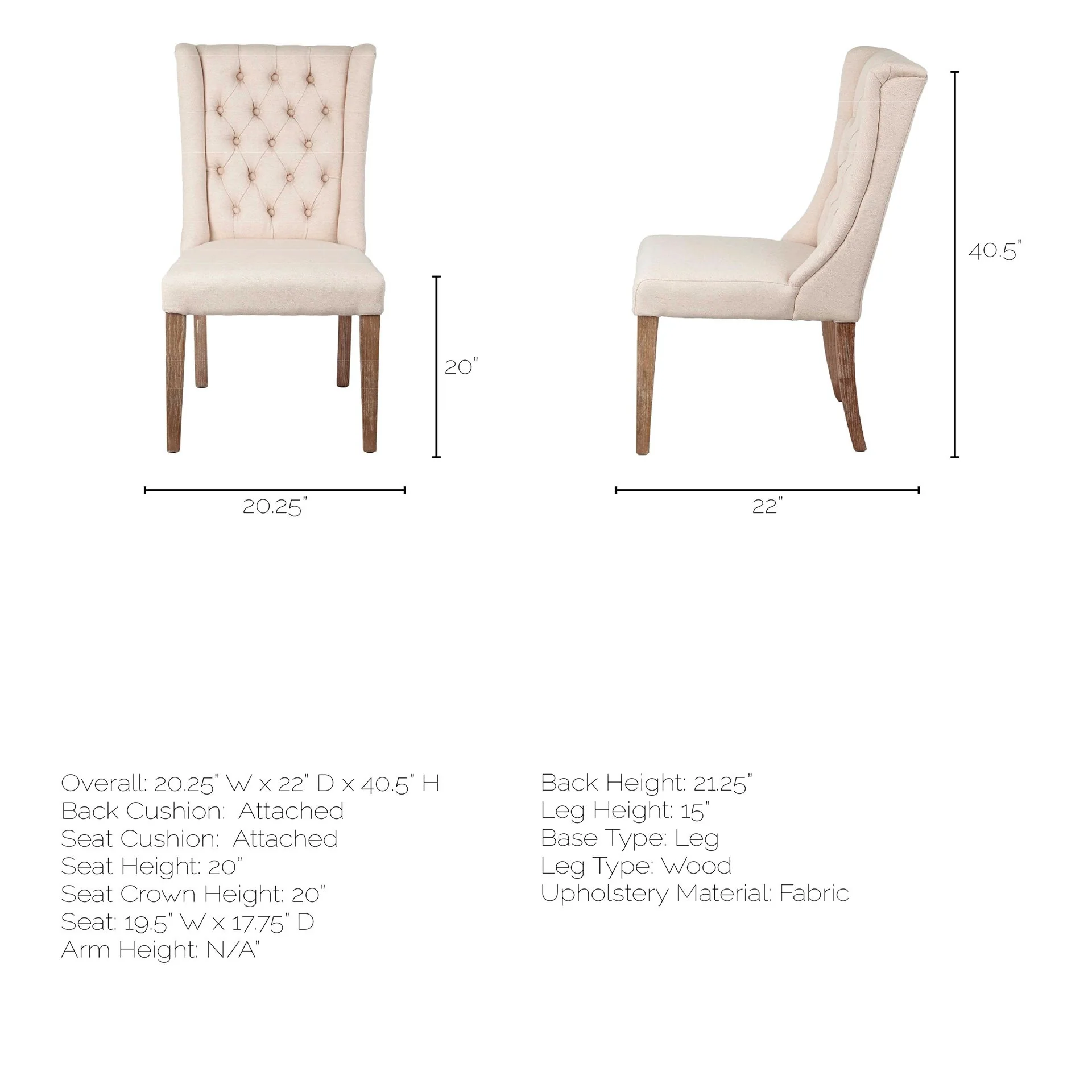 Cream Plush Linen Covering With Ash Solid Wood Base Dining Chair By Homeroots - Image 8