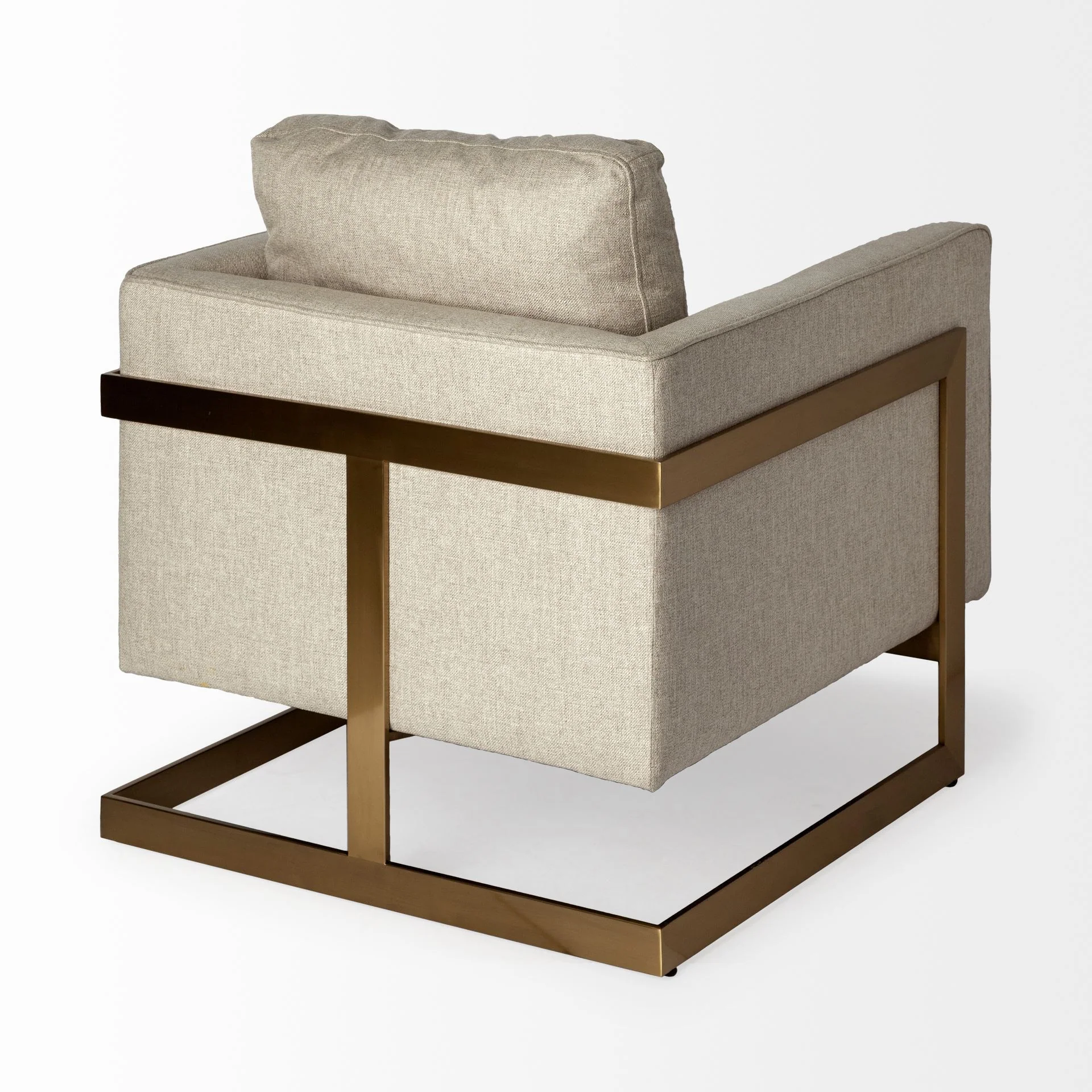 Cream Poly Linen Seat Accent Chair with Gold Stainless Steel Frame By Homeroots - Image 5