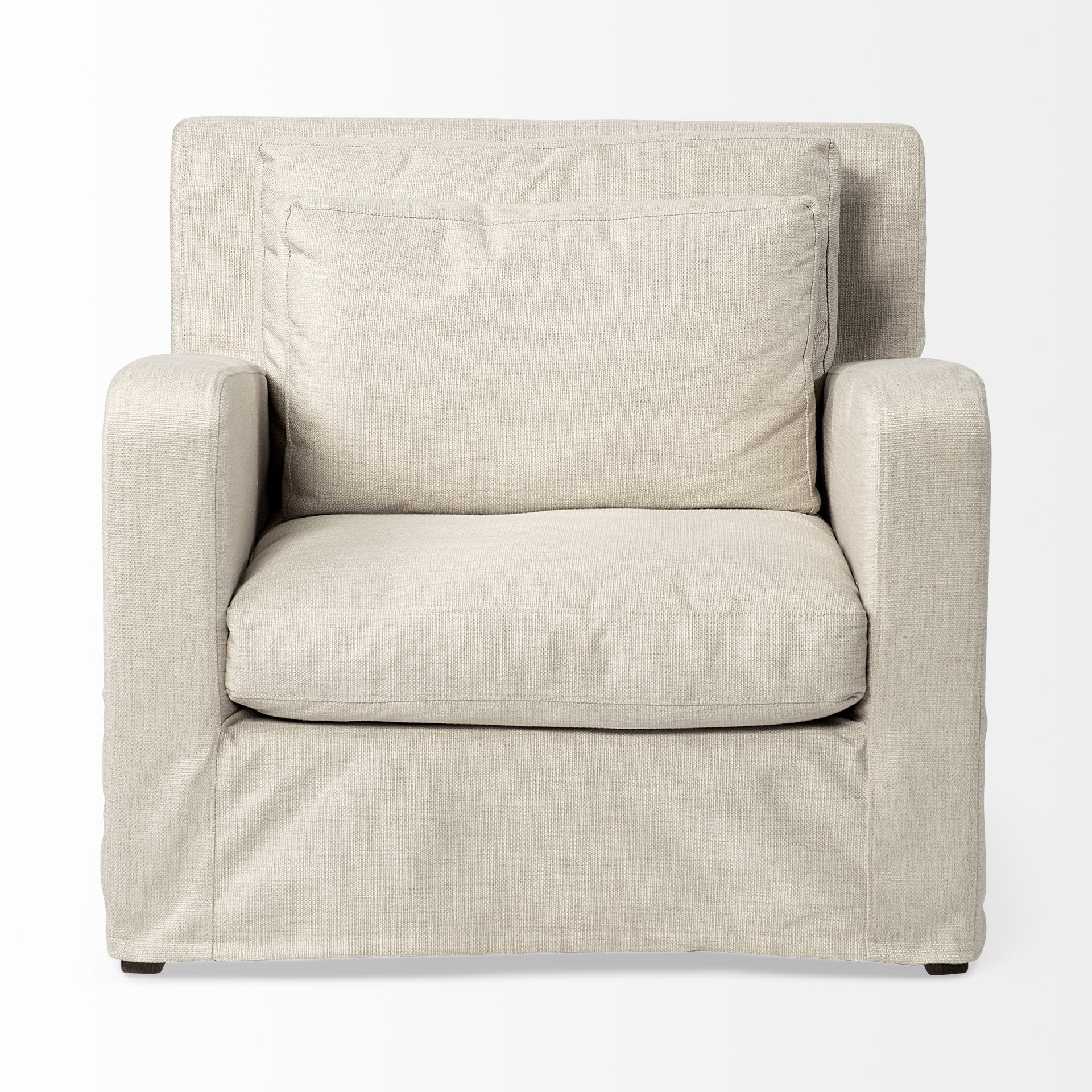 Cream Slipcover Upholstered Fabric Seating Wide Accent chair with Wooden Frame and Legs By Homeroots - Image 2