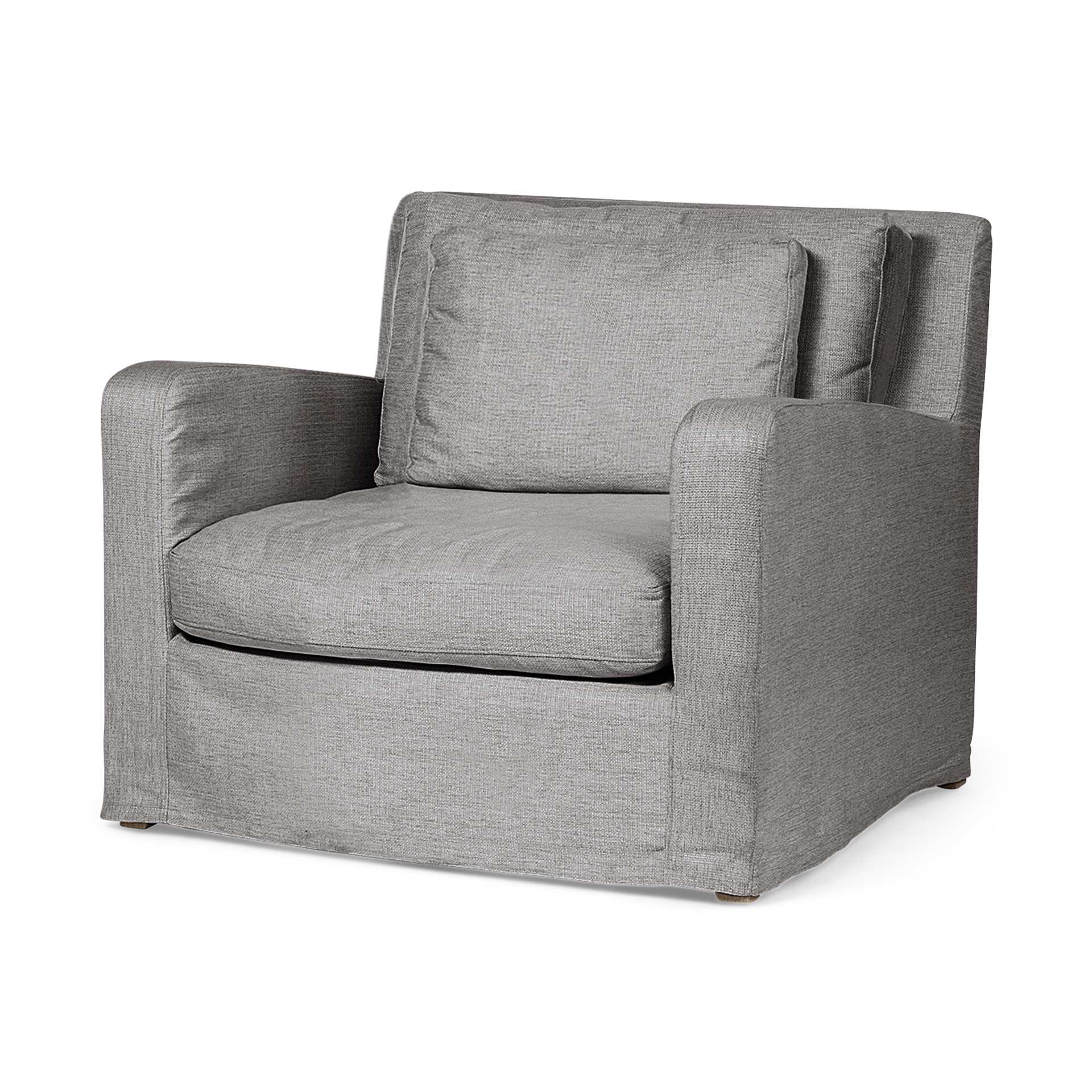 Cream Slipcover Upholstered Fabric Seating Wide Accent chair with Wooden Frame and Legs By Homeroots - Image 3