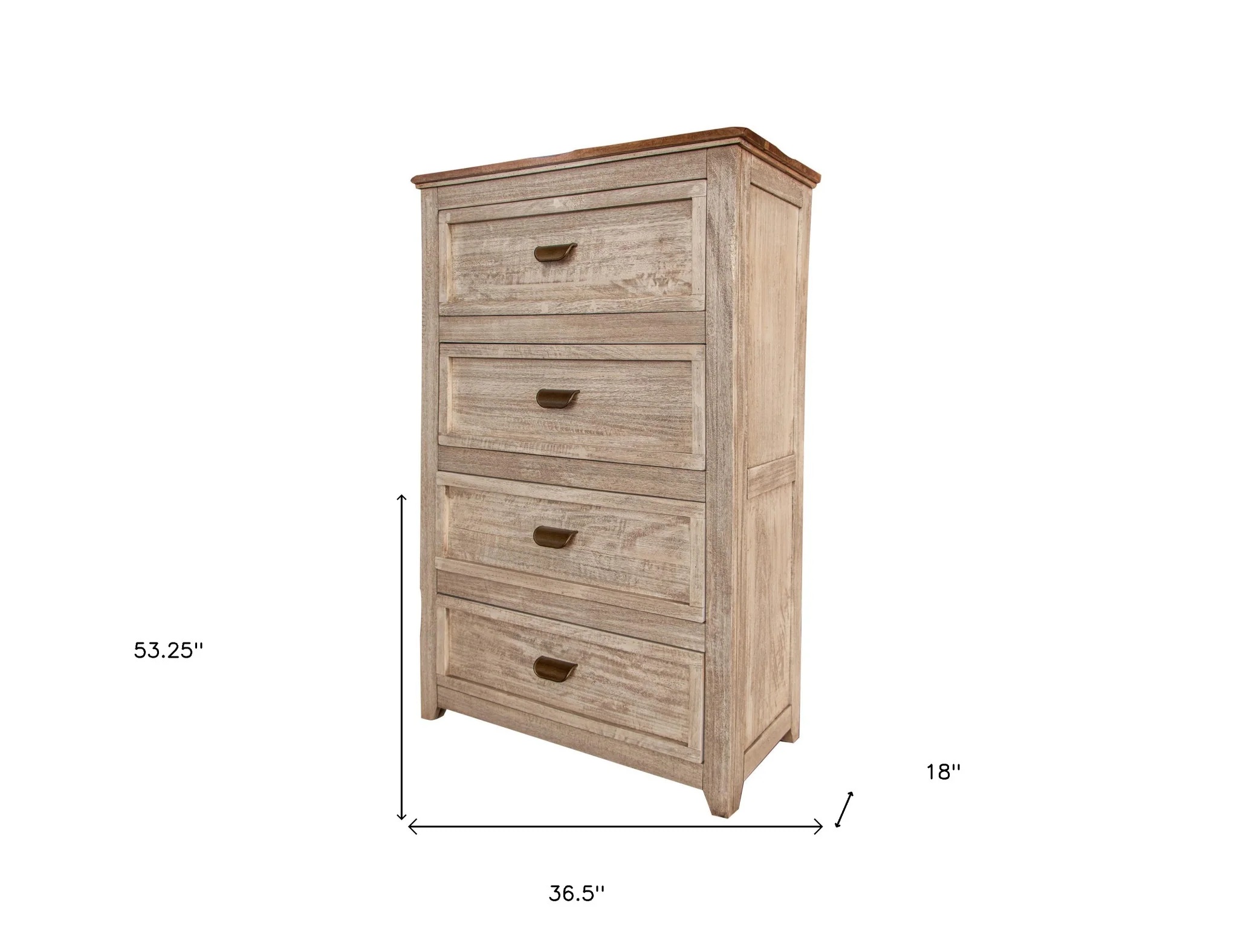 Cream Solid Wood Four Drawer Chest By Homeroots - Image 3