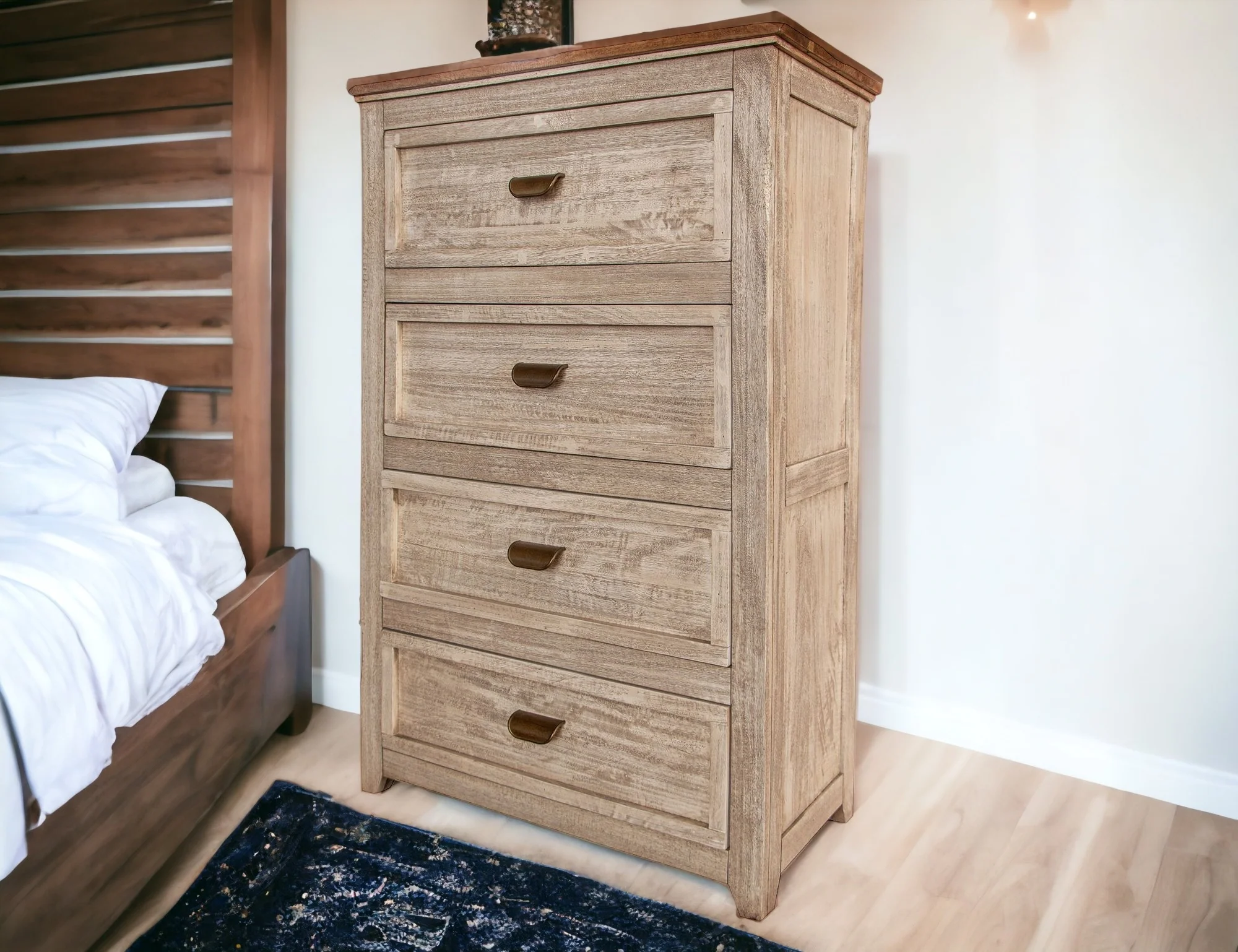 Cream Solid Wood Four Drawer Chest By Homeroots - Image 4