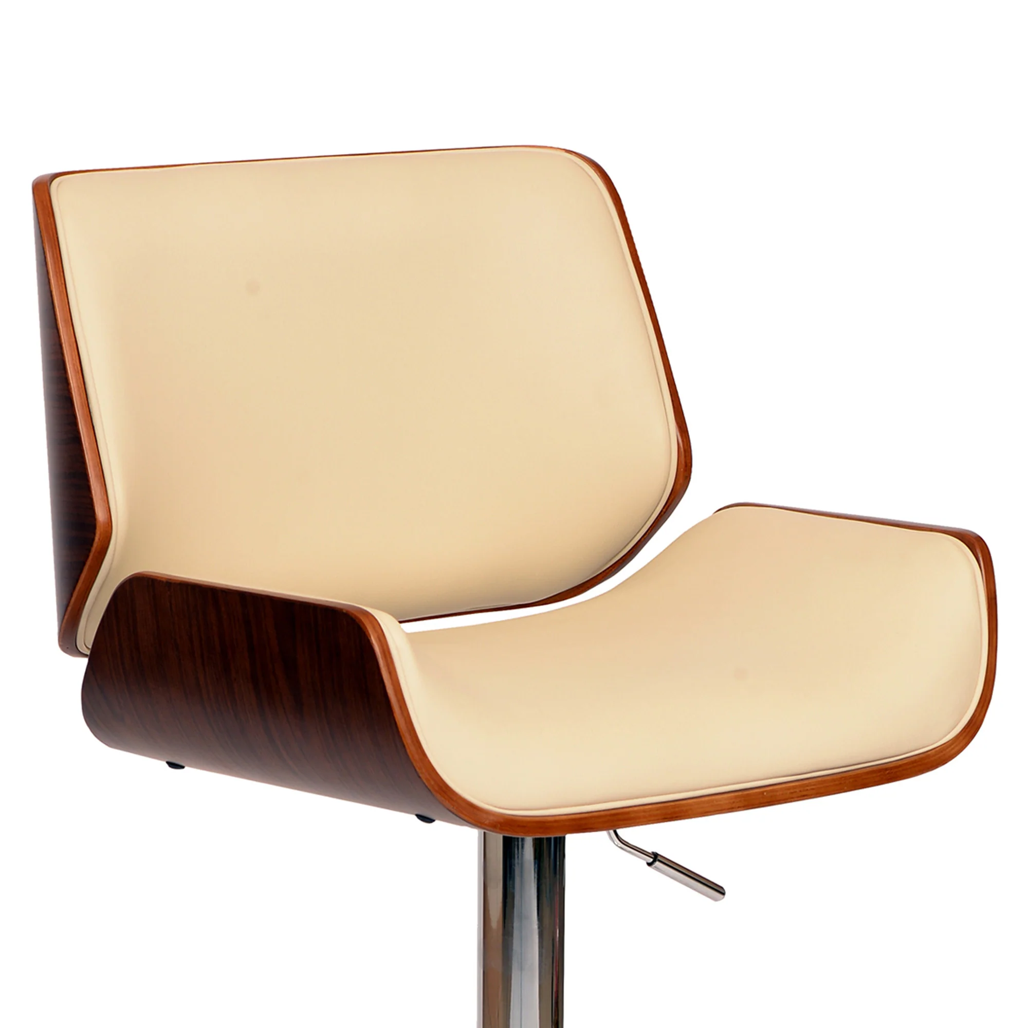 Cream Upholstered Chrome Base Adjustable Bar Stool By Homeroots - Image 3