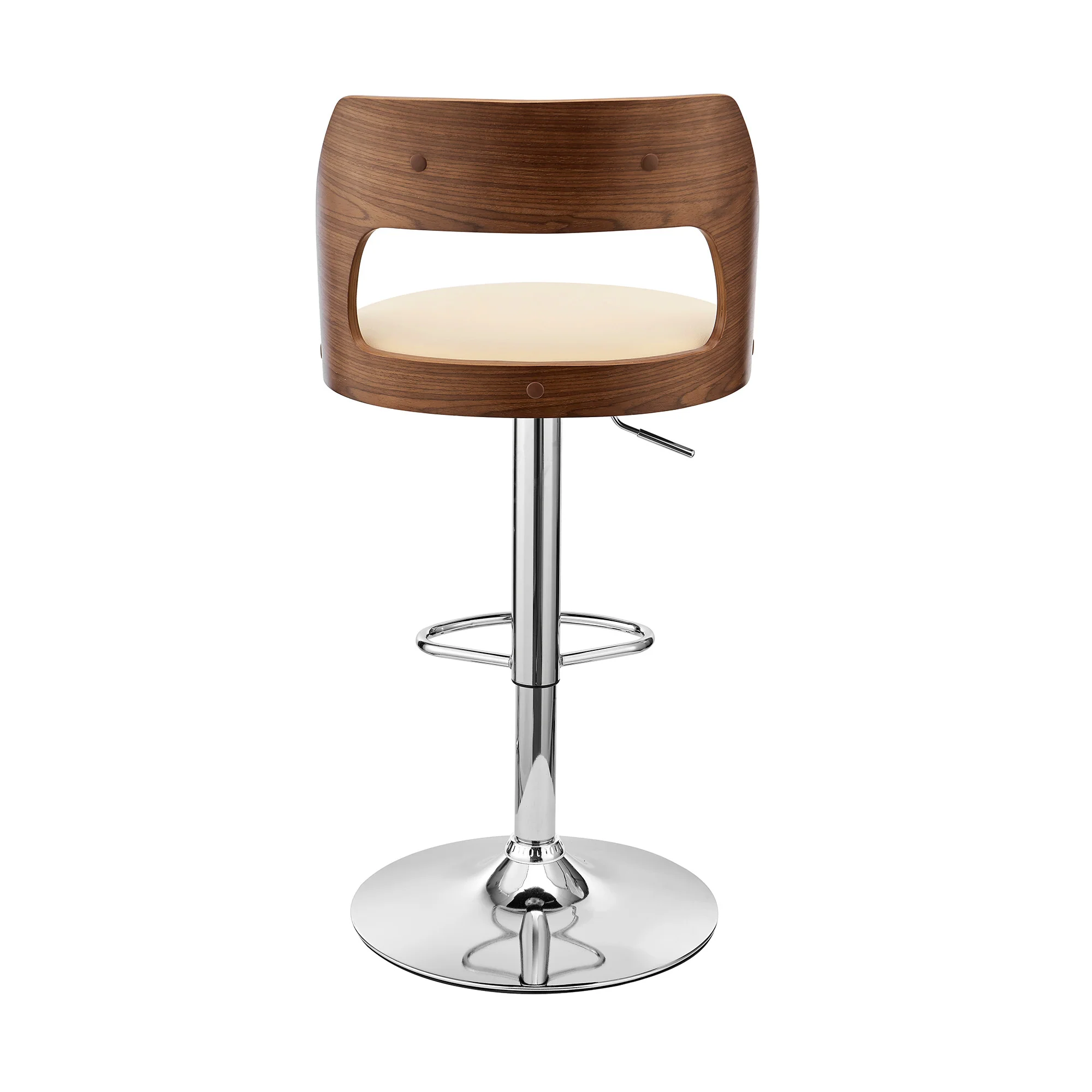Cream Upholstered Chrome Base Adjustable Swivel Bar Stool By Homeroots - Image 6
