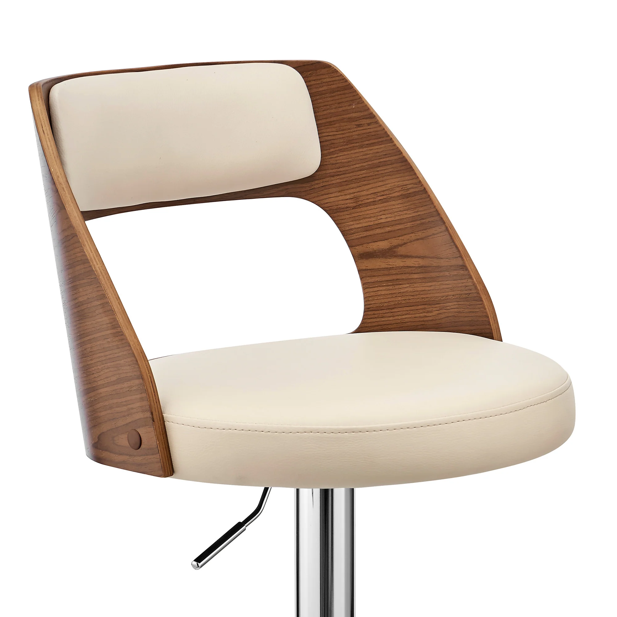Cream Upholstered Chrome Base Adjustable Swivel Bar Stool By Homeroots - Image 7