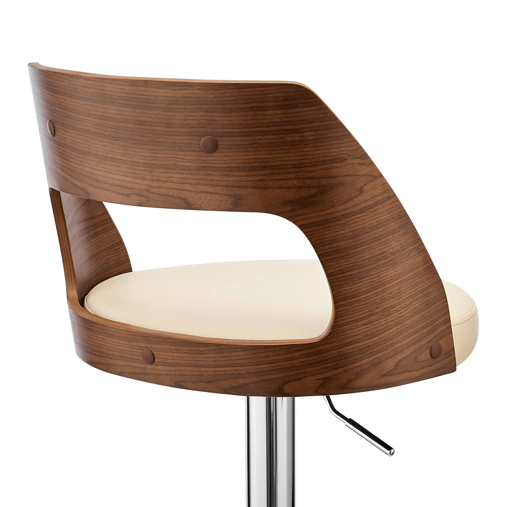 Cream Upholstered Chrome Base Adjustable Swivel Bar Stool By Homeroots - Image 8