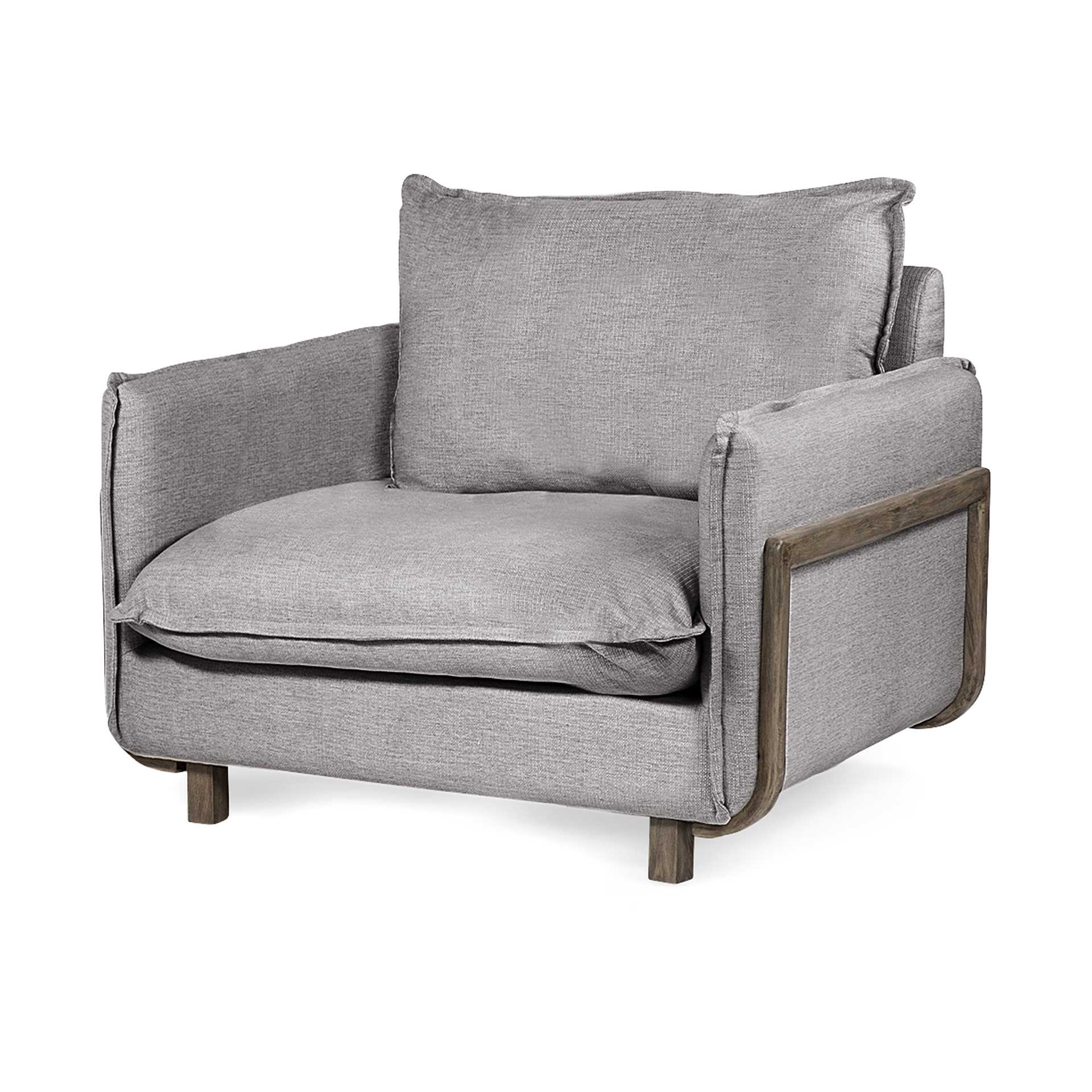 Cream Upholstered Fabric Seating Wide Accent chair with Wooden Frame and Legs By Homeroots - Image 3