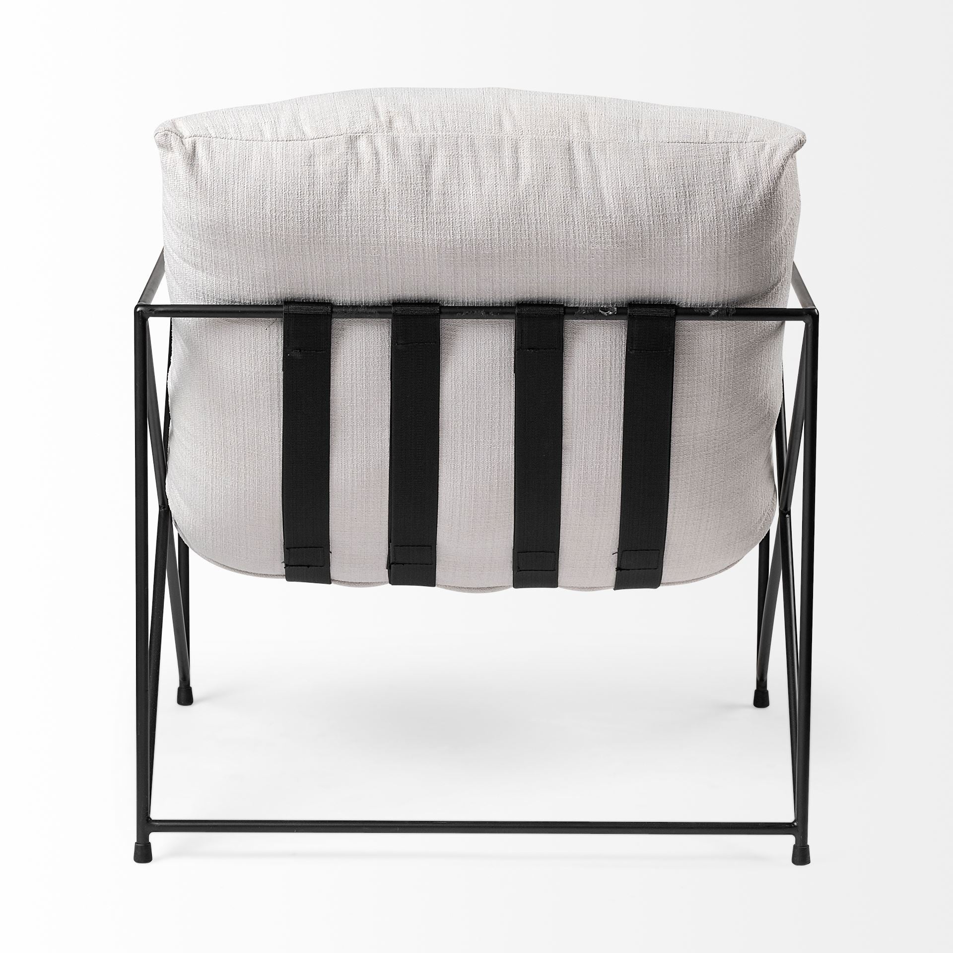 Cream Upholstered Padded Seat Accent Chair with Black Metal Frame By Homeroots - Image 4
