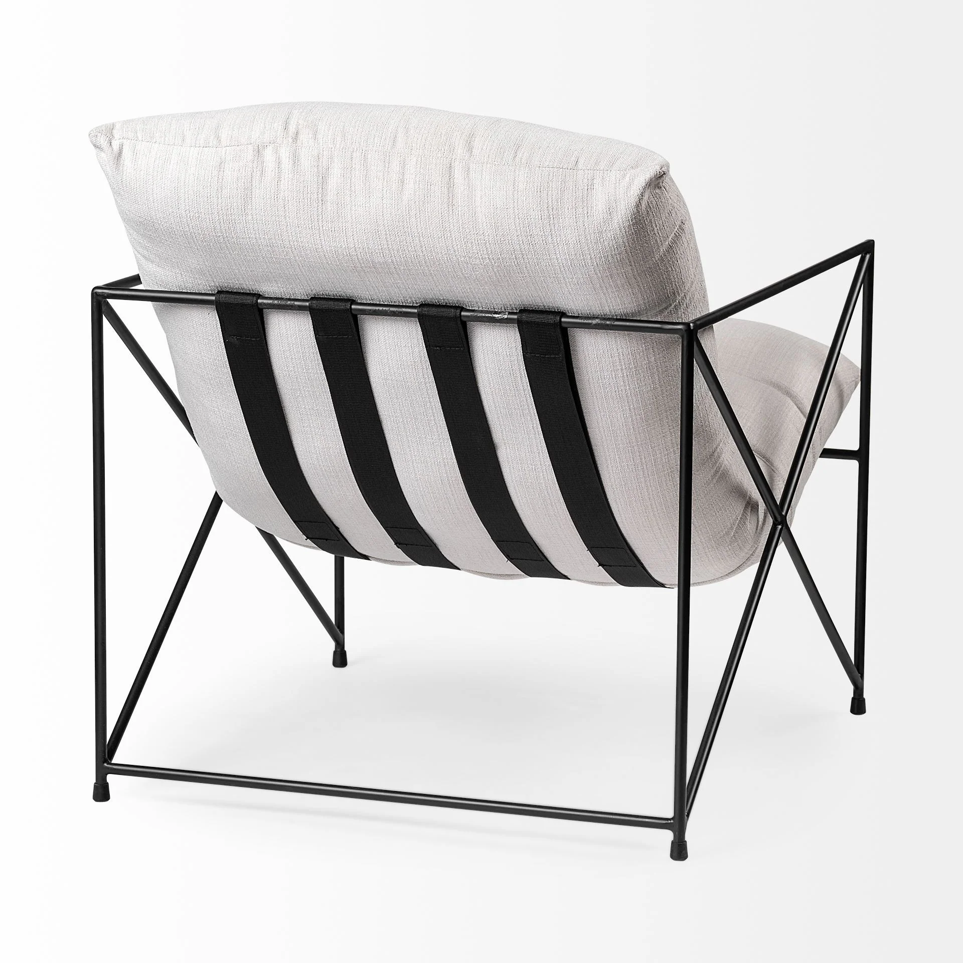 Cream Upholstered Padded Seat Accent Chair with Black Metal Frame By Homeroots - Image 5