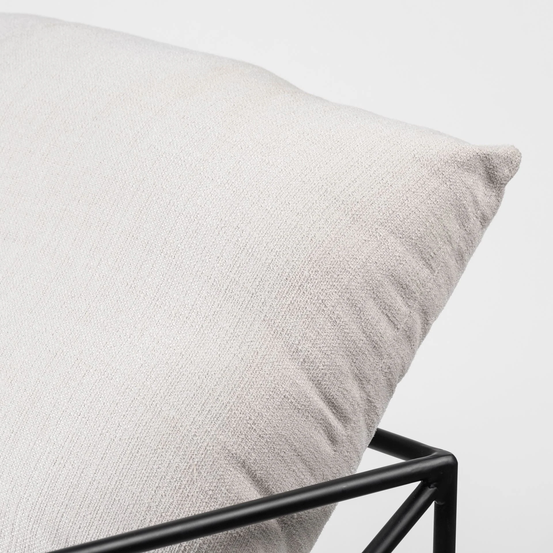 Cream Upholstered Padded Seat Accent Chair with Black Metal Frame By Homeroots - Image 6
