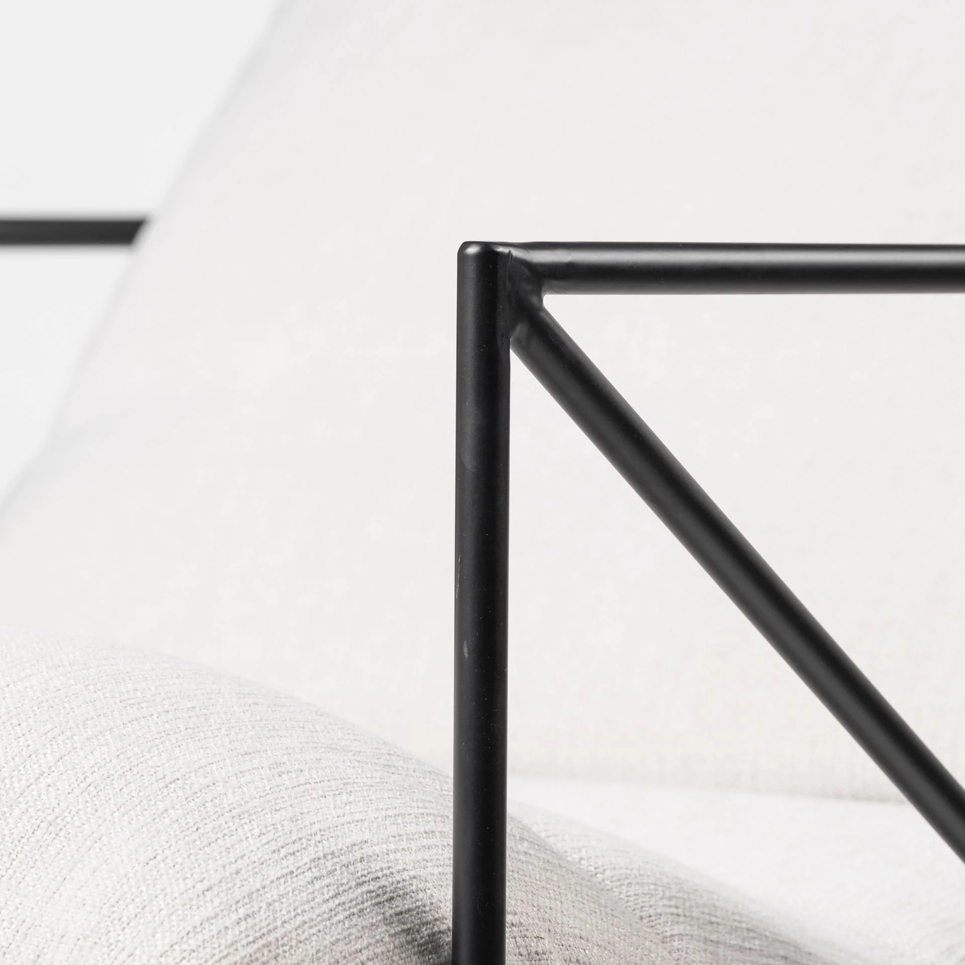 Cream Upholstered Padded Seat Accent Chair with Black Metal Frame By Homeroots - Image 7