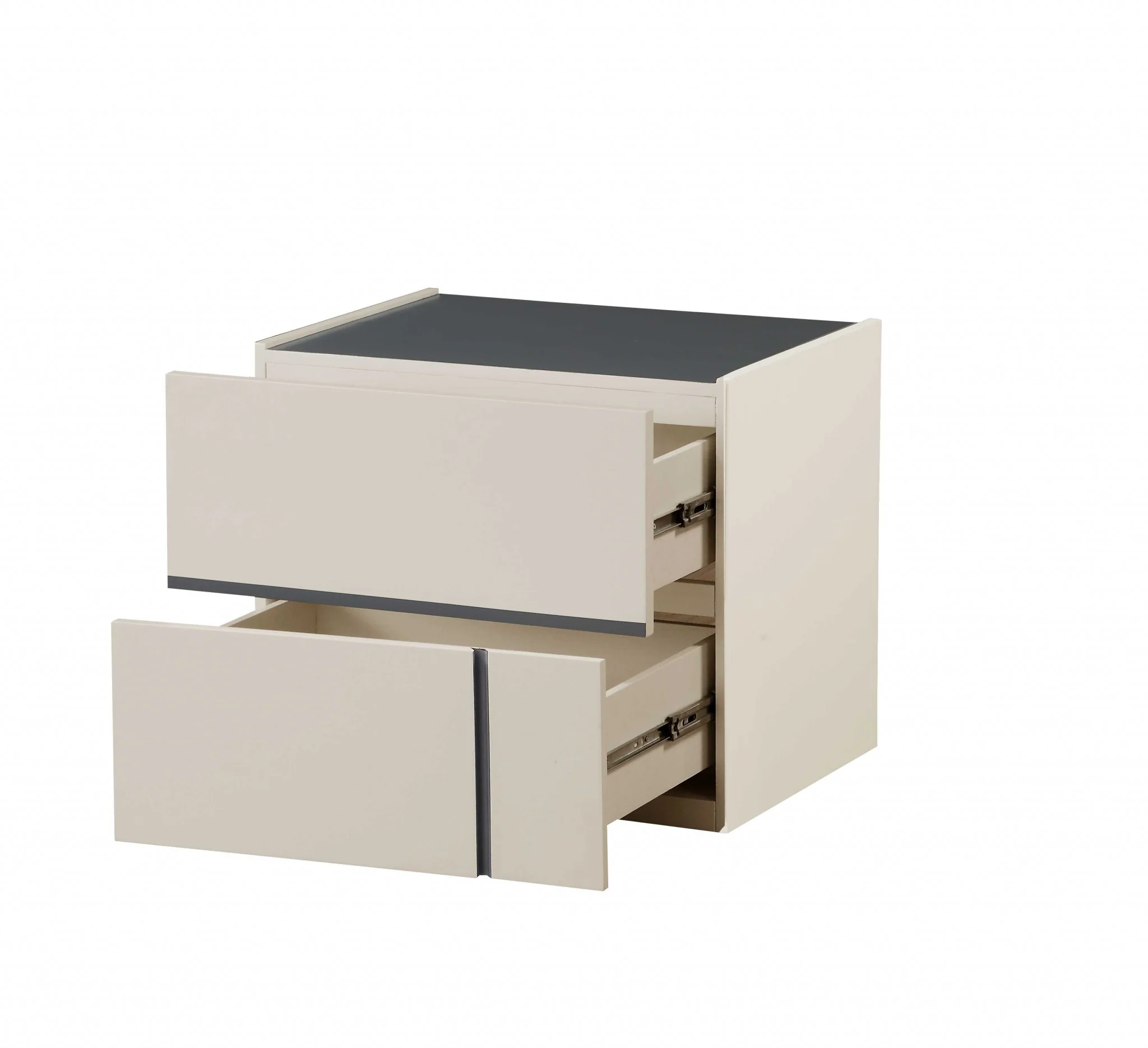 Cream White And Dark Grey Mdf Nightstand By Homeroots - Image 4