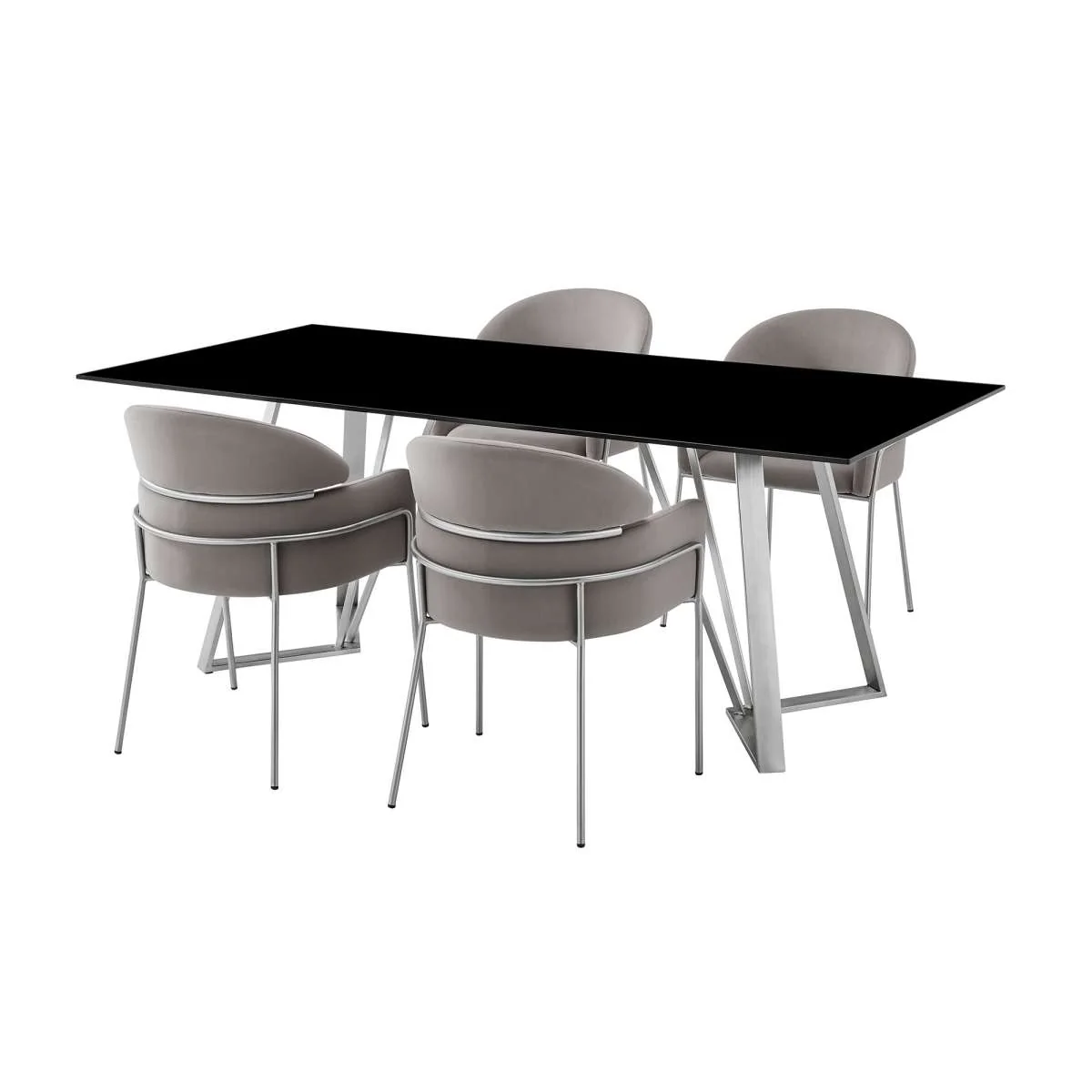 Cressida and Portia Gray Fabric 5 Piece Rectangular Dining Set By Armen Living - Image 2