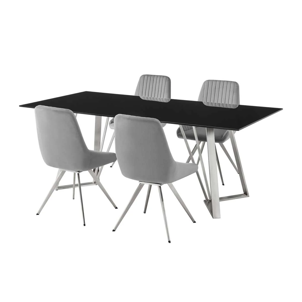 Cressida and Skye Gray Fabric 5 Piece Rectangular Dining Set By Armen Living - Image 2
