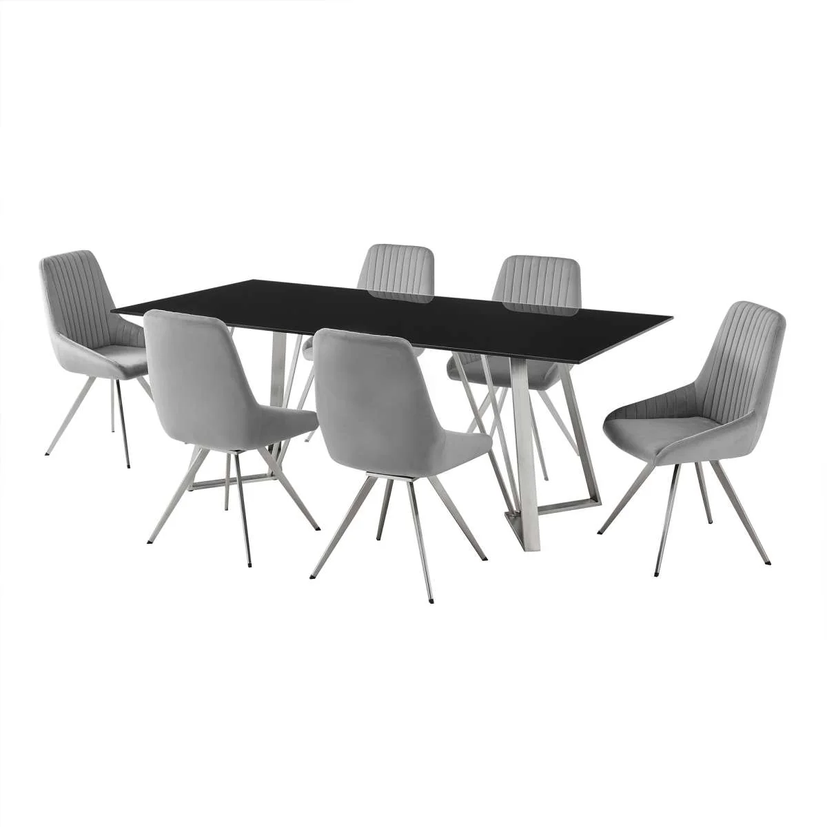 Cressida and Skye Gray Fabric7 Piece Rectangular Dining Set By Armen Living - Image 2