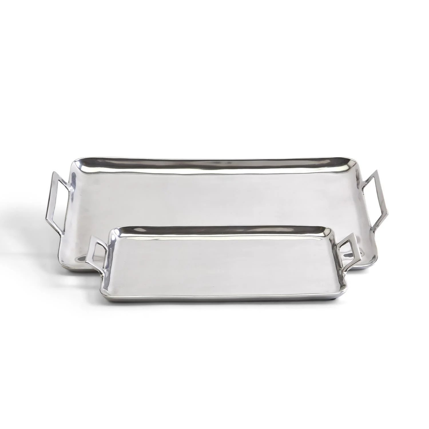 Crillion High Polished Silver Tray with Handles Set Of 8 By Tozai Home - Image 2